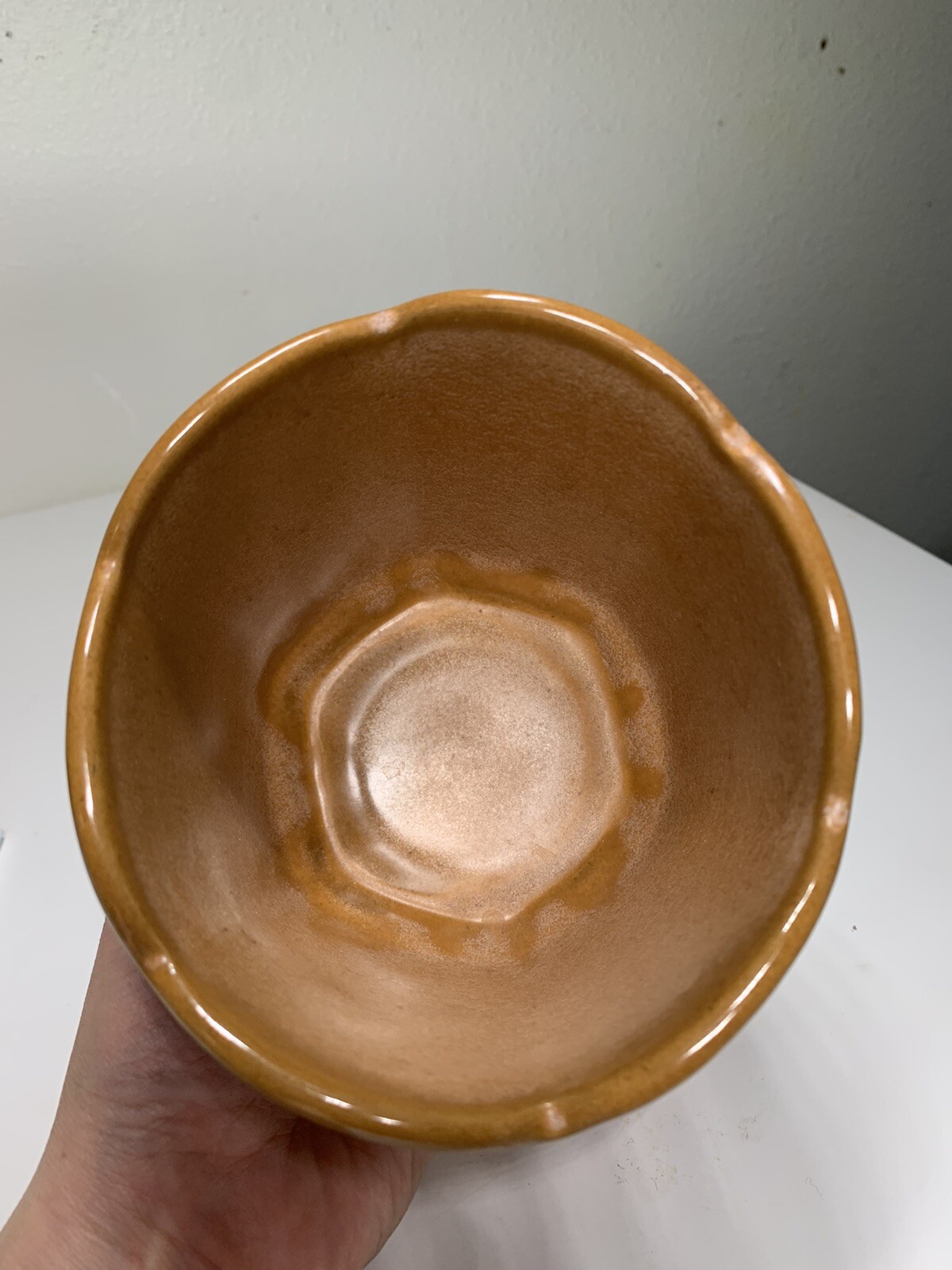 Vintage Frankoma Pottery Planter Scalloped Top #37 Caramel Brown
