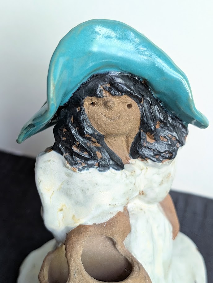 Helen Slater Metlox Folk Art Pottery Poppytrail Poppet Colleen Girl w/Coiled Hai