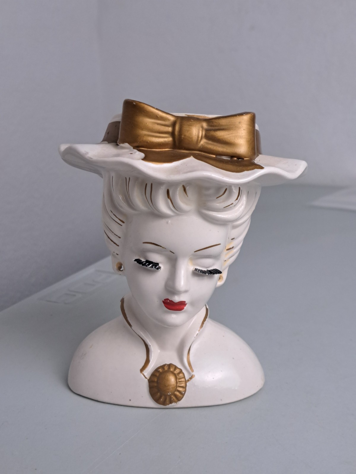 VTG. 1950’s Lady Head Vase Ceramic Collectible Japan- NO EARRINGS