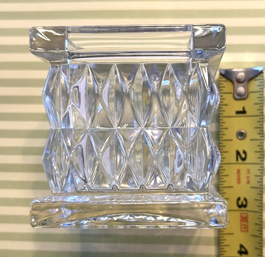 WATERFORD Marquis Crystal Cut Paradoux 3” Candle Votive Holder Square EUC