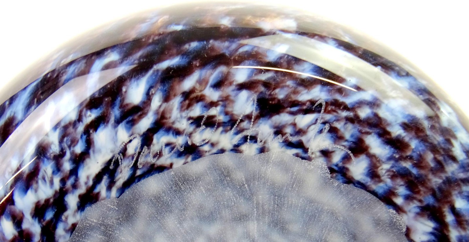 David Funk Signed Art Glass Amethyst Galaxy Swirl Large 10 3/4″ Vase 1970s