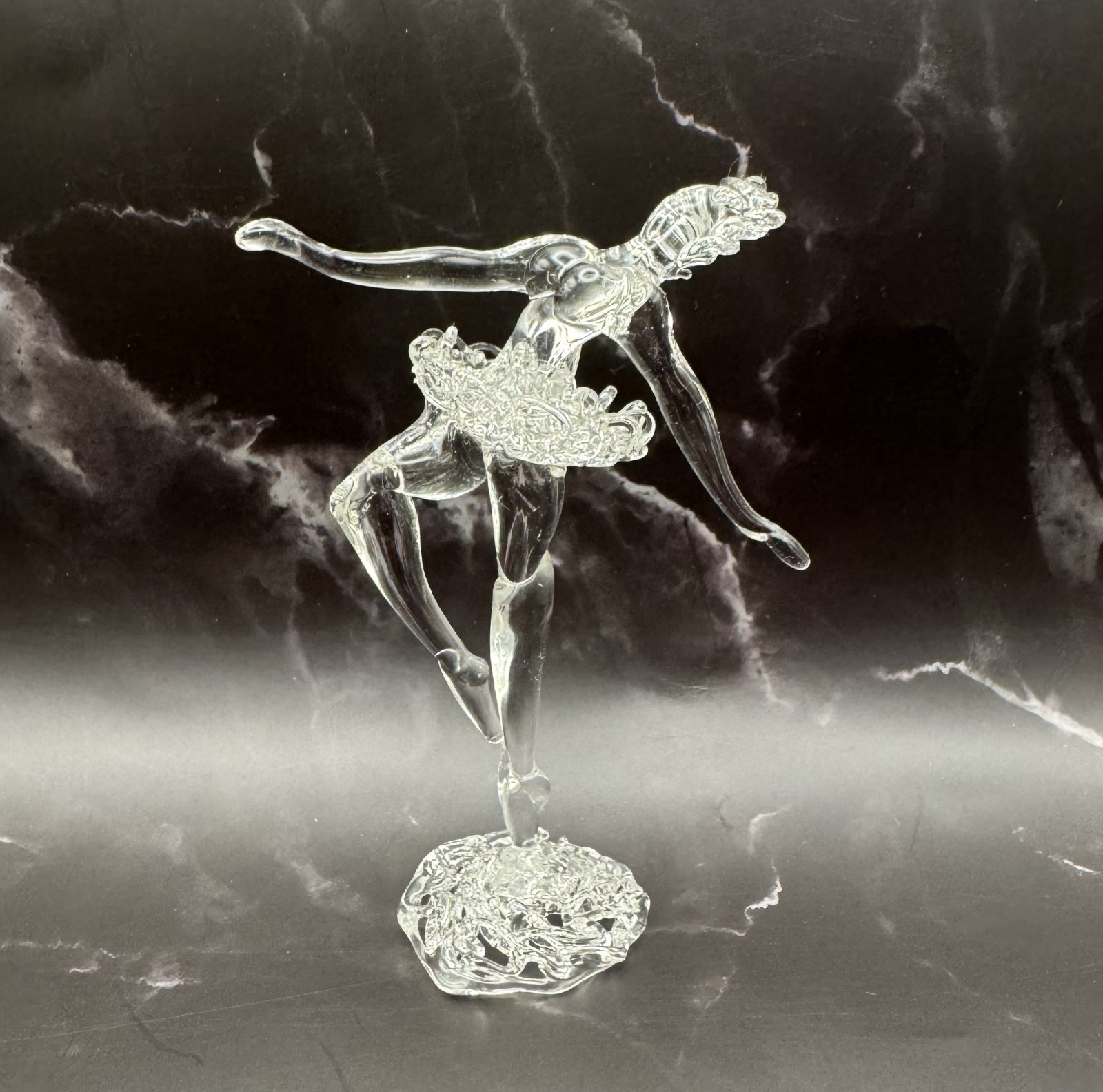 Vintage Spun Art Glass Ballerina Ballet Dancer Handmade Figurine 3.8″ Tall