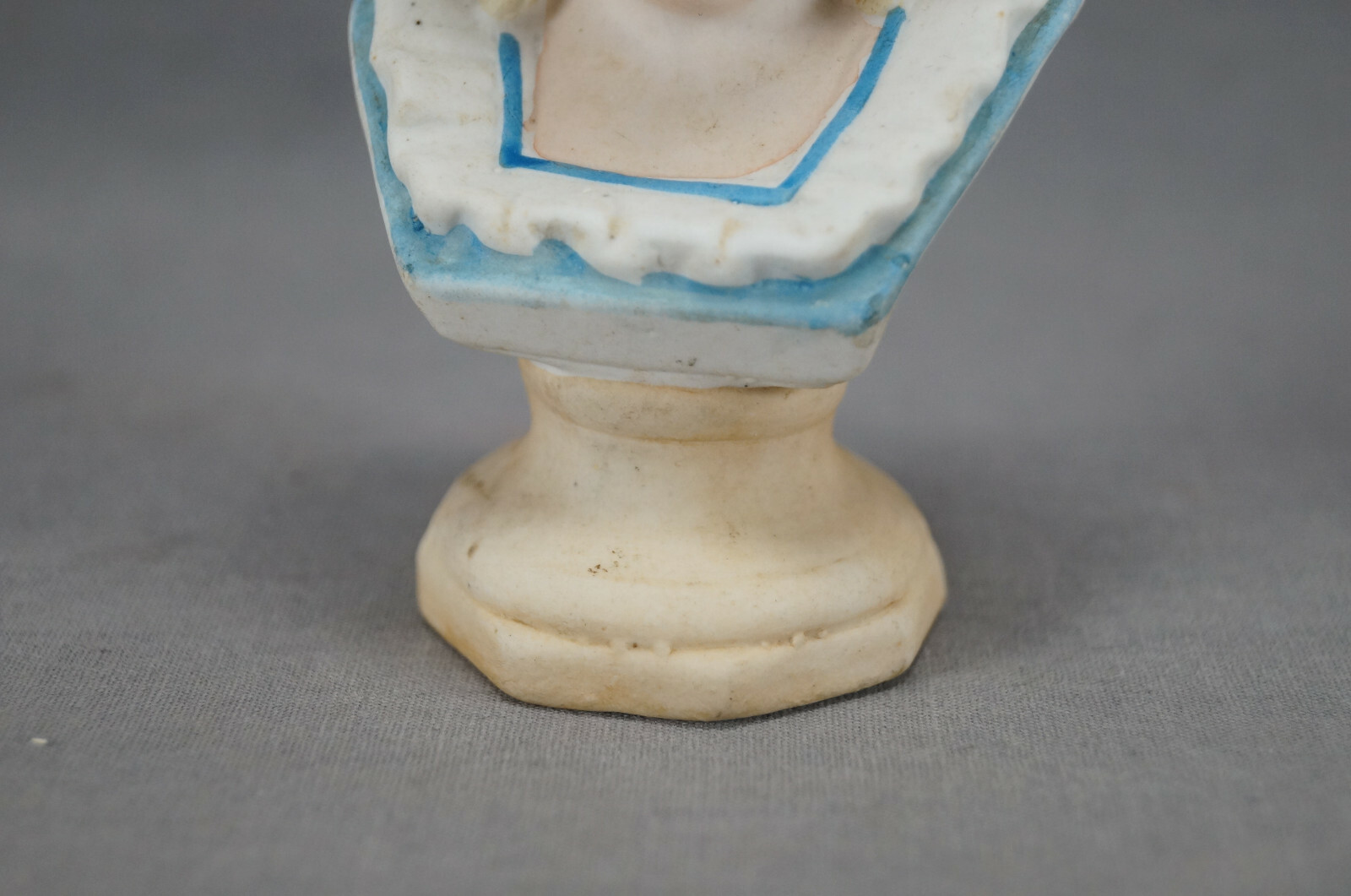 19th Century German Hand Painted Bisque Porcelain 4 1/2 Inch Tall Figurine Bust