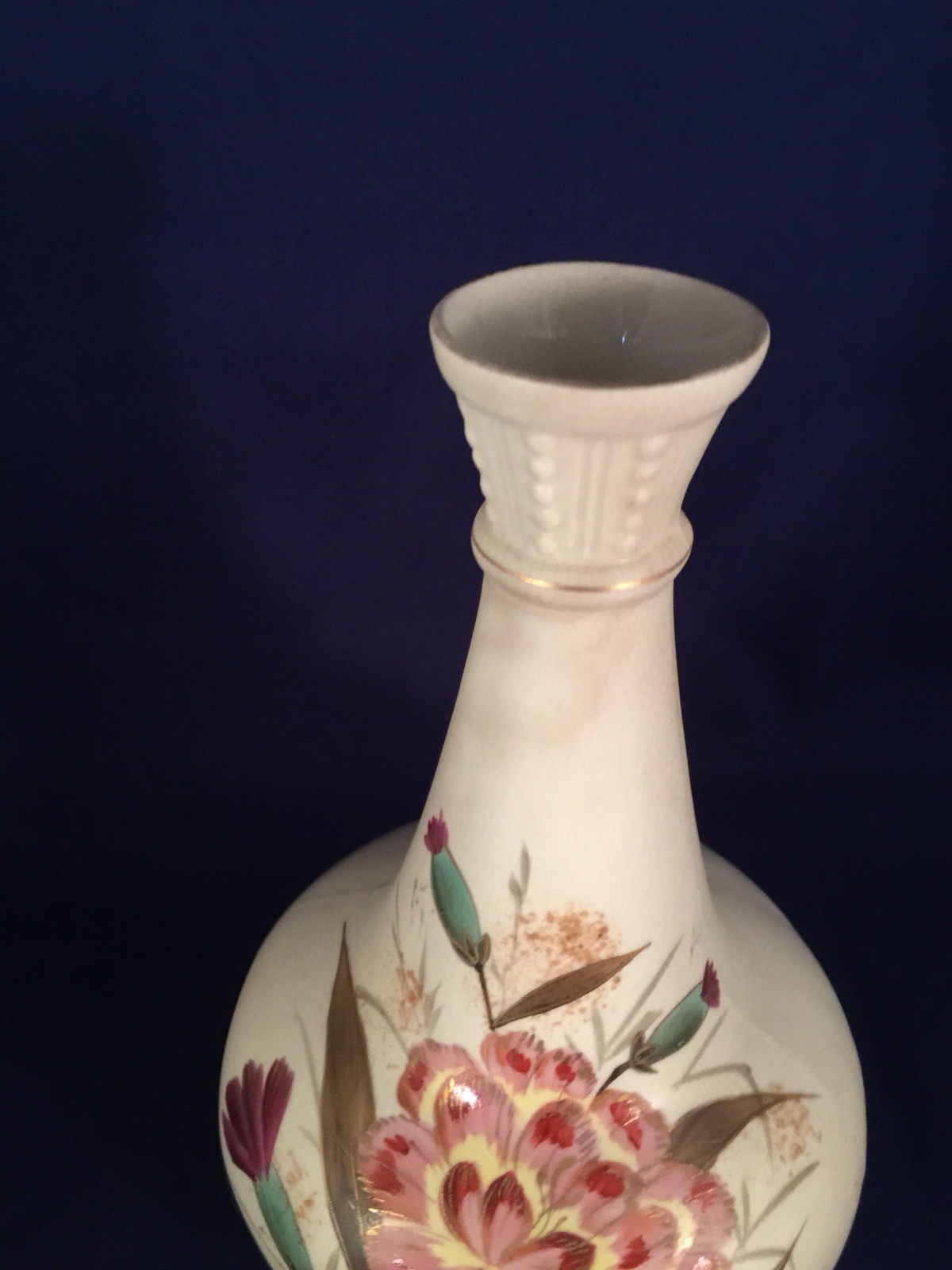 Hand painted AH Austria Vase White Floral Wild Flowers Ceramic Signed Studio Art