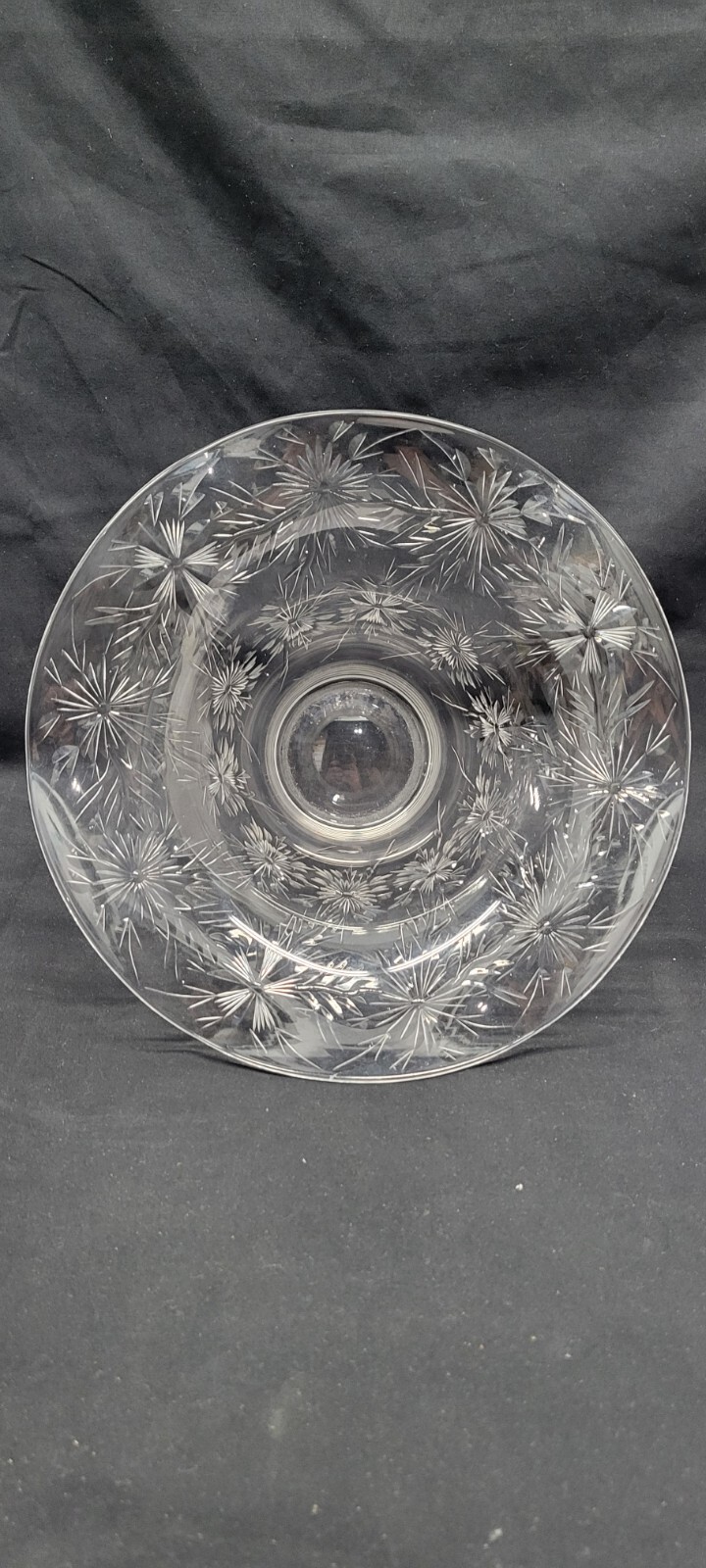 Antique Cut Crystal Glass Vase Victoria Floral Pattern Ruffle Rim # 1206