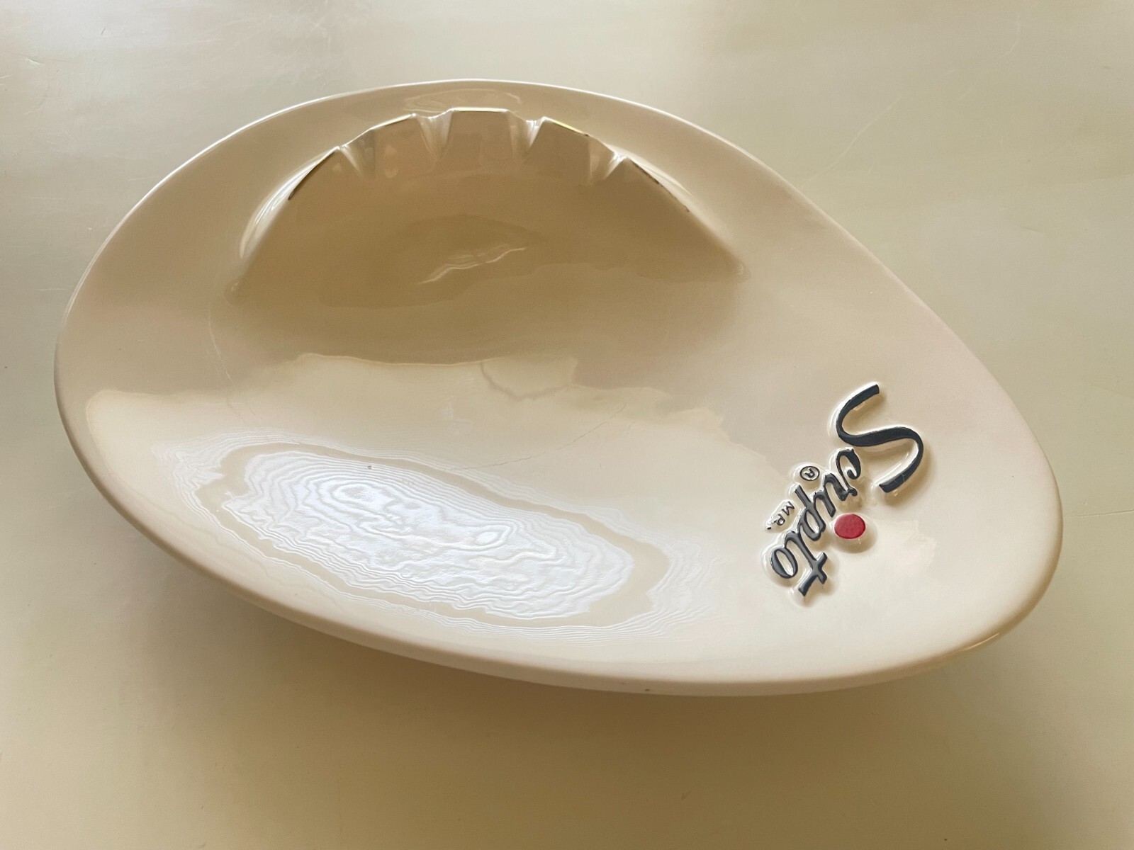 Vintage MR SCRIPTO LOGO Advertising Ceramic MID CENTURY ASHTRAY by FLORENCE CO