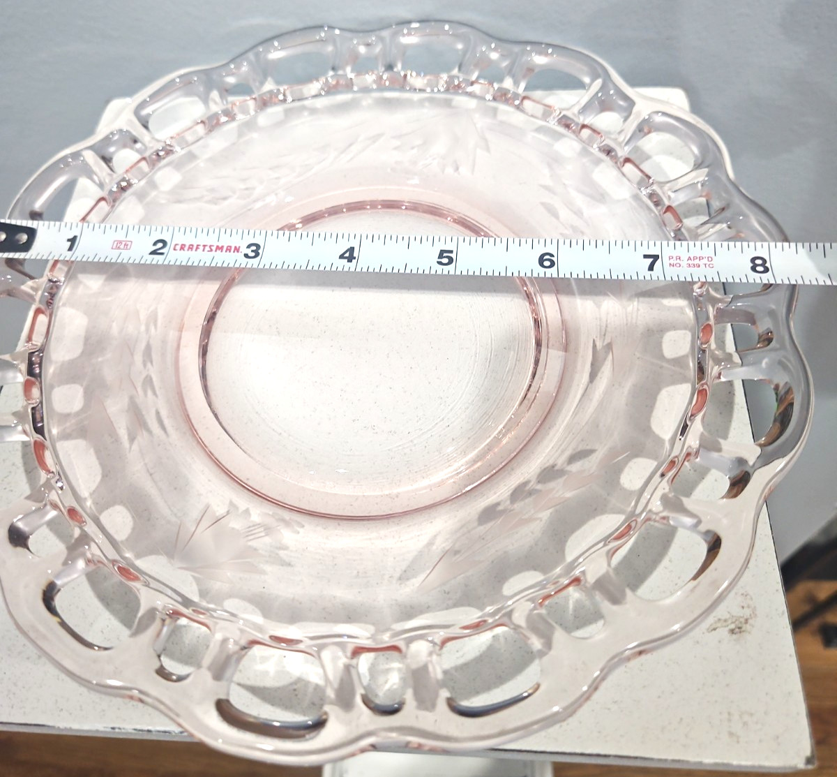 Vintage Pink Depression Glass Plate 8.5” Old Colony Lace Edge Anchor Hocking
