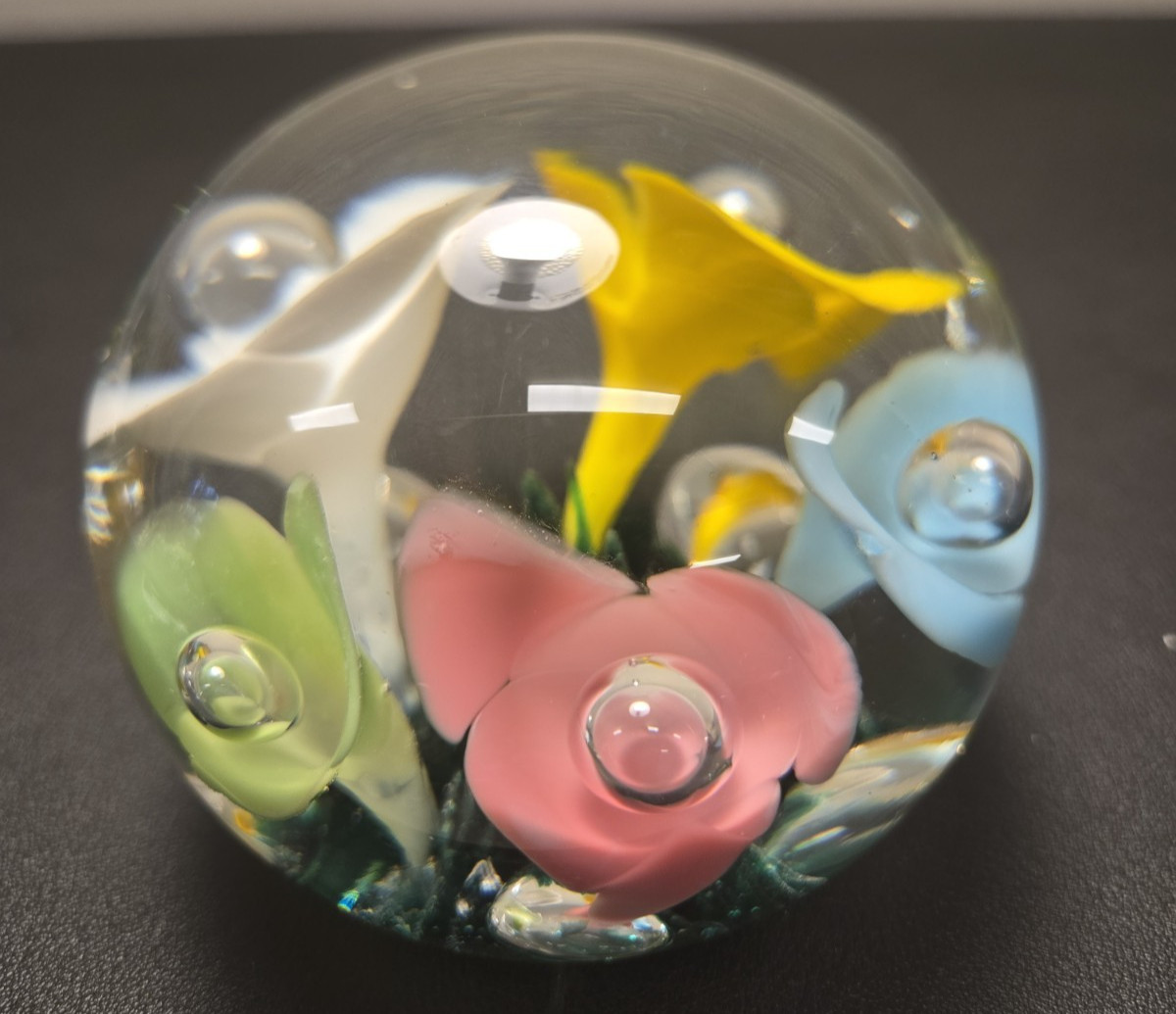 St Clair-Glass Paperweight flowers