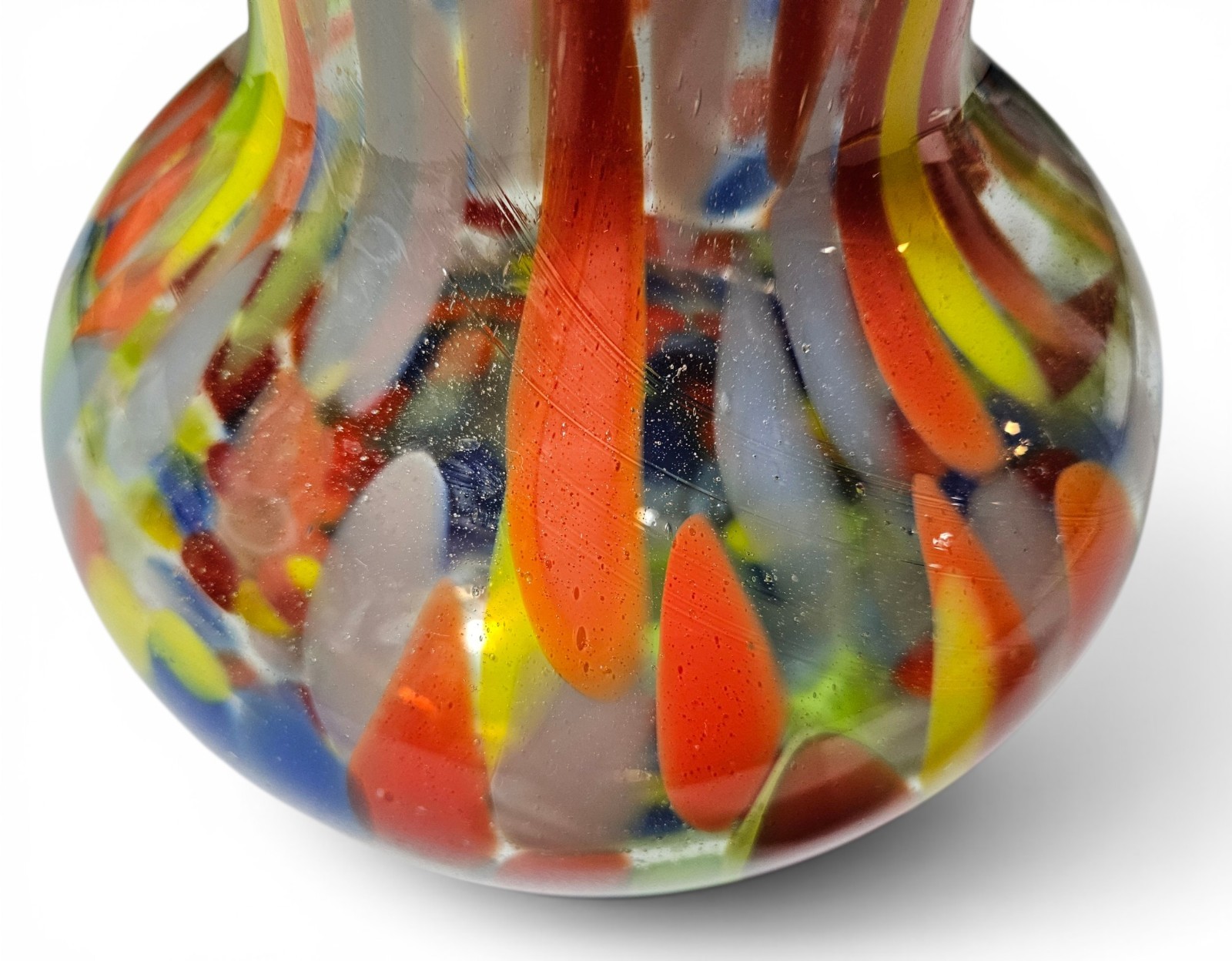 Vintage Art Glass Confetti Vase Multicolor Hand Blown Vase 13″