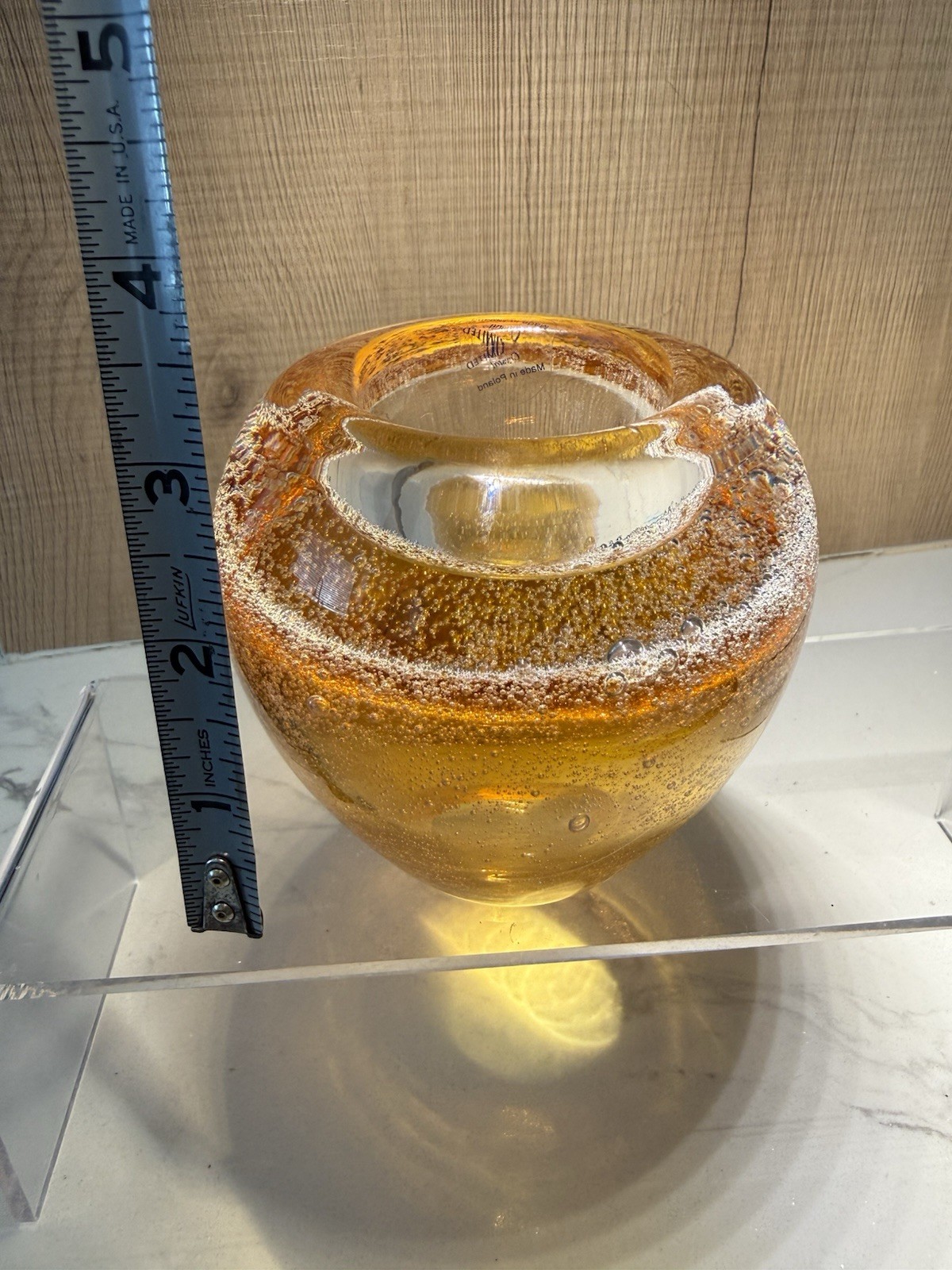 Royal Limited Mouth-Blown Crystal Candle Holder – Amber Glass, Made in Poland