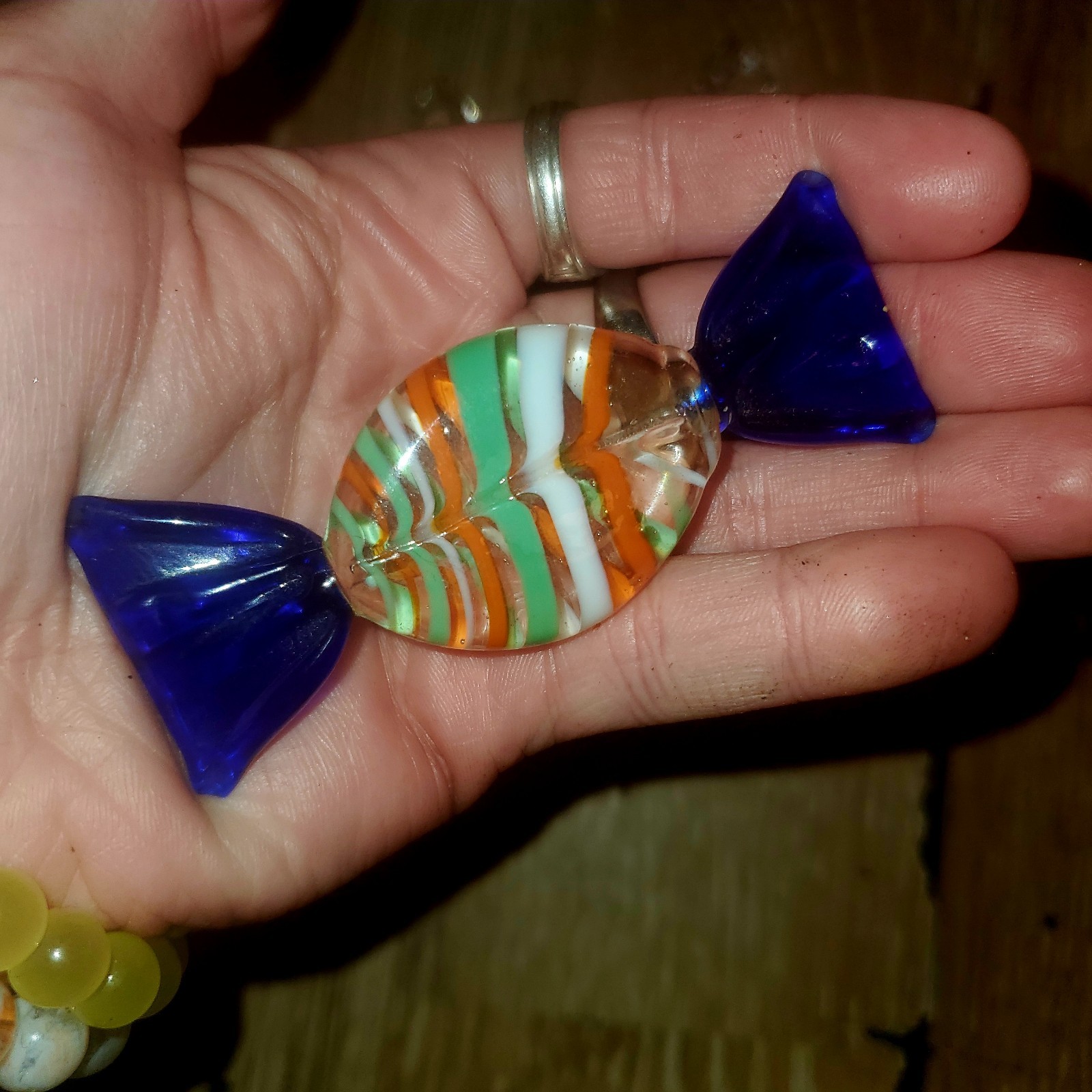 Set of 5 Handmade Multicolor Decorative Art Glass Blown Candy (1 Broken)