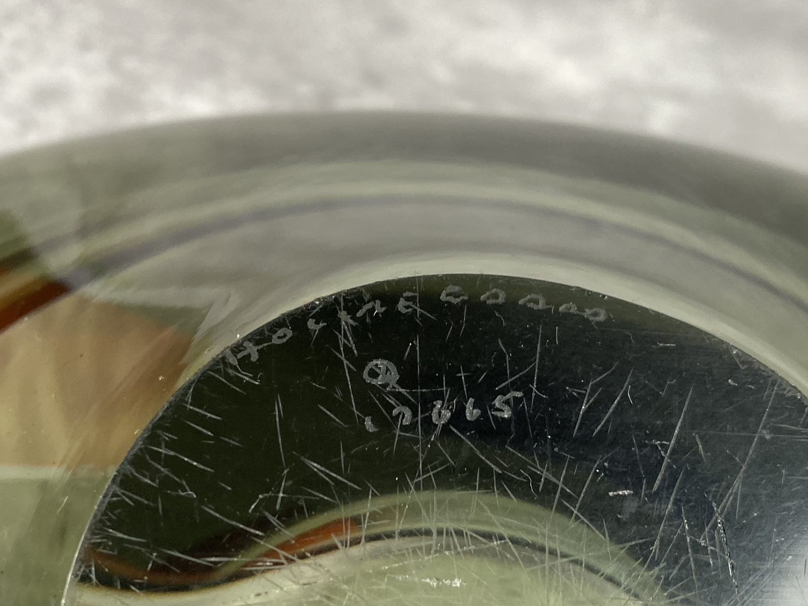 Vintage Mid Century Bowl Holmegaard Per Lutken Denmark Heavy Smoky Glass signed