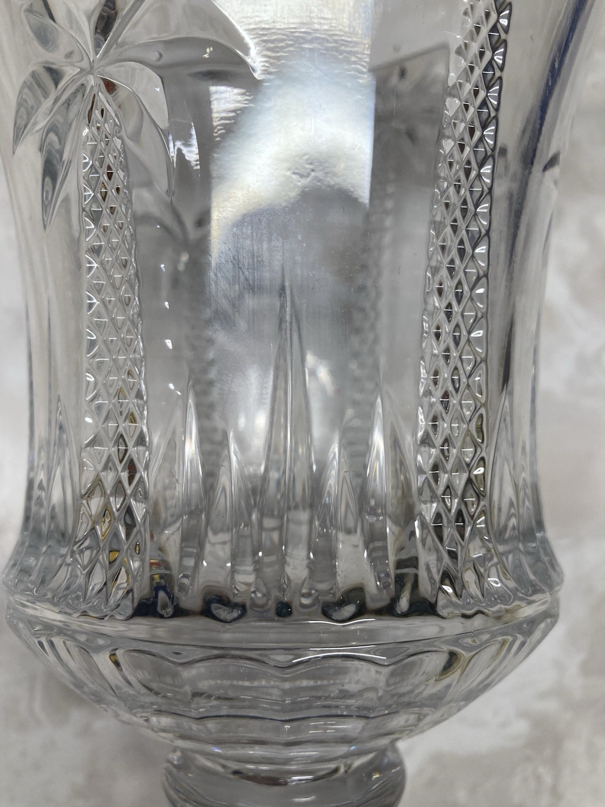 Godinger Palm Tree Elegant Open Hurricane Crystal Glass Vase 7.5 X 5.5”