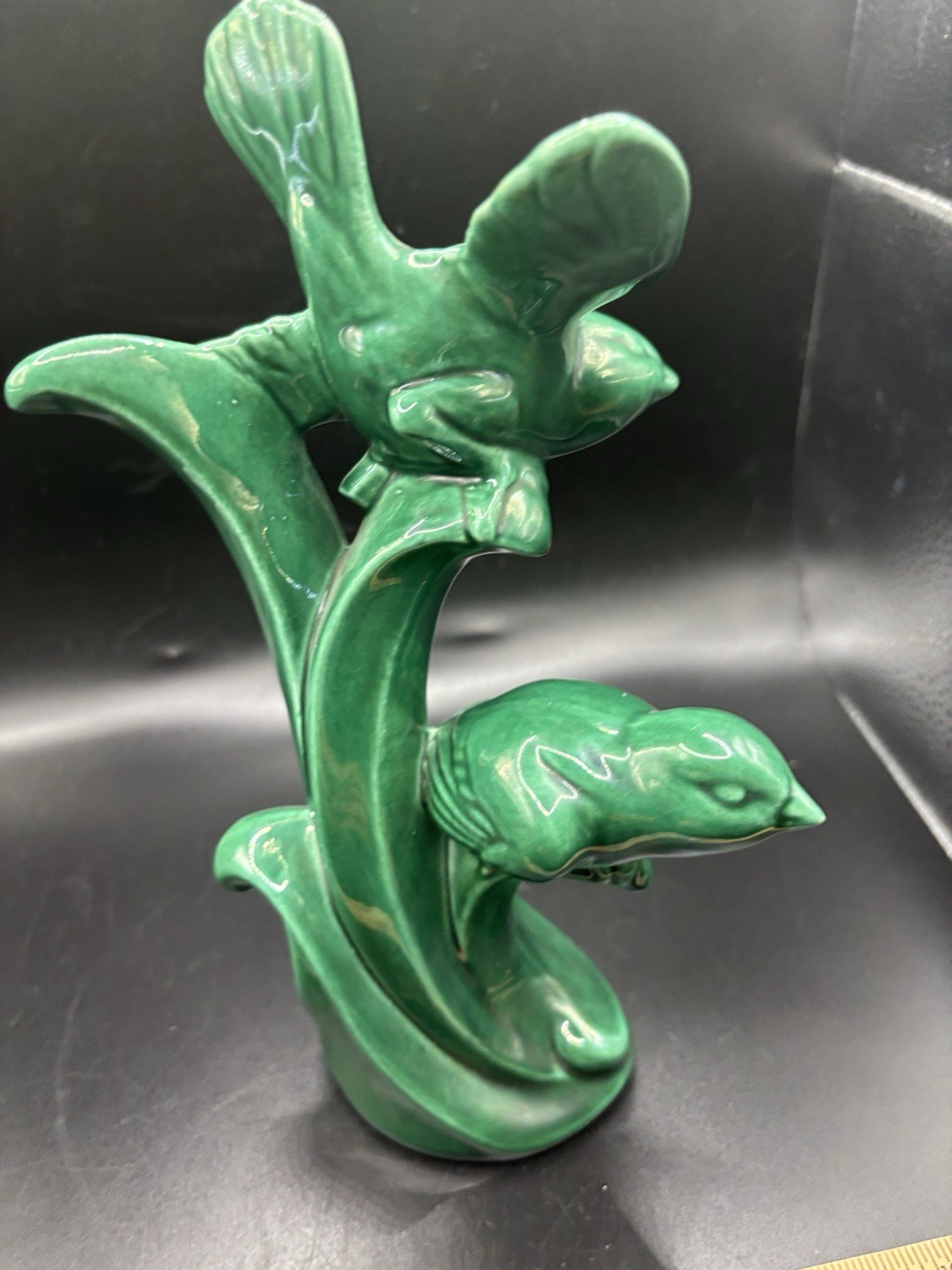 1950’s Claire Lerner Pottery Two Bird Birds Figurine Green Vintage California