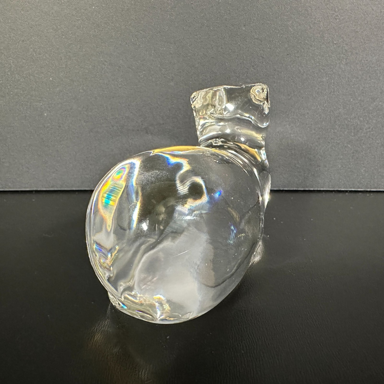 Vintage Handmade ATLANTIS Full LEAD CRYSTAL Clear Glass Cat Figure Paperweight