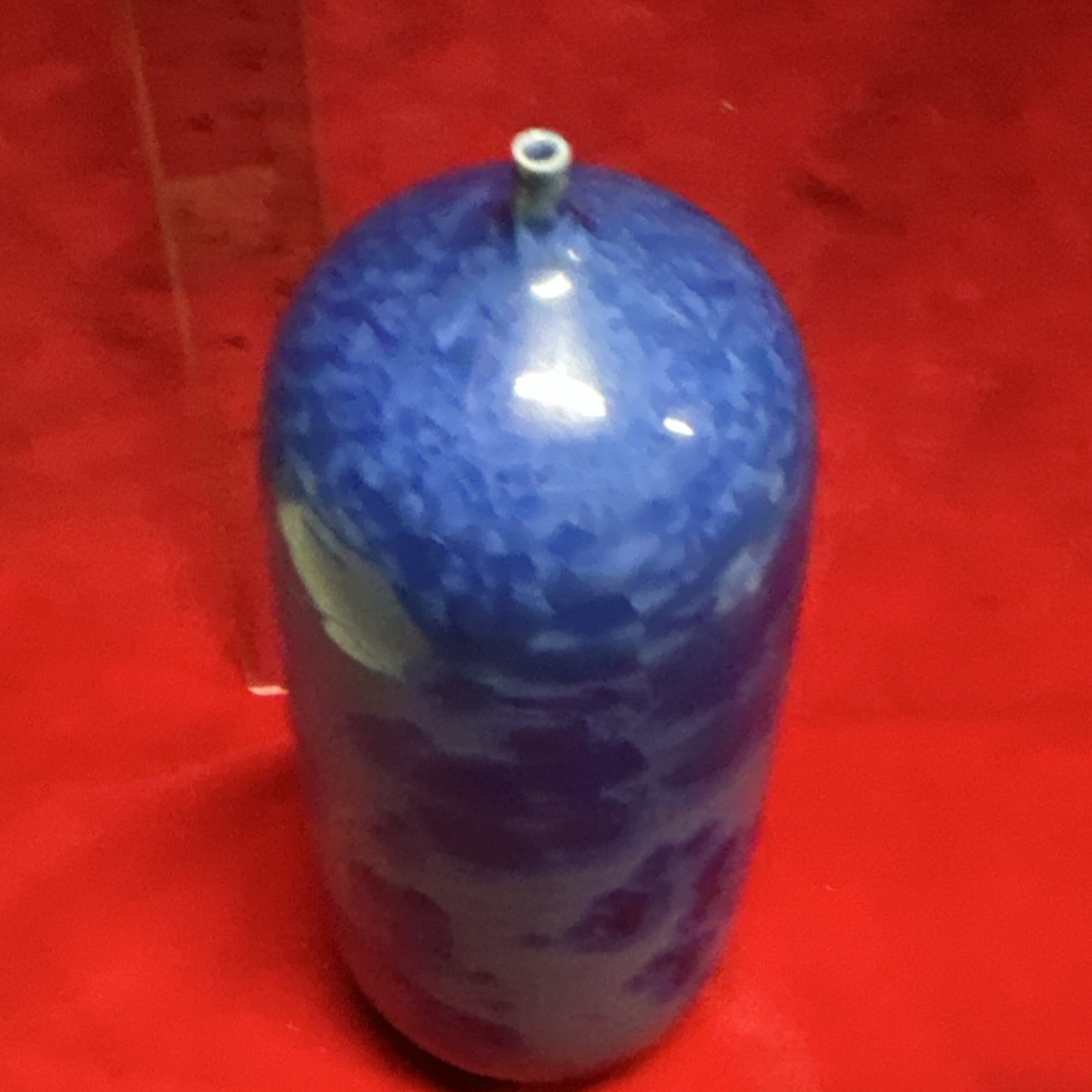 Blue Crystalline Glaze Studio Pottery Signed Art Ceramic Bottle Modern Handmade