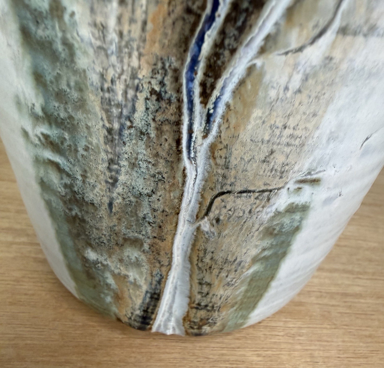 Pottery Vase Handmade Textured Tree Trunks-Glazed 7” Tall
