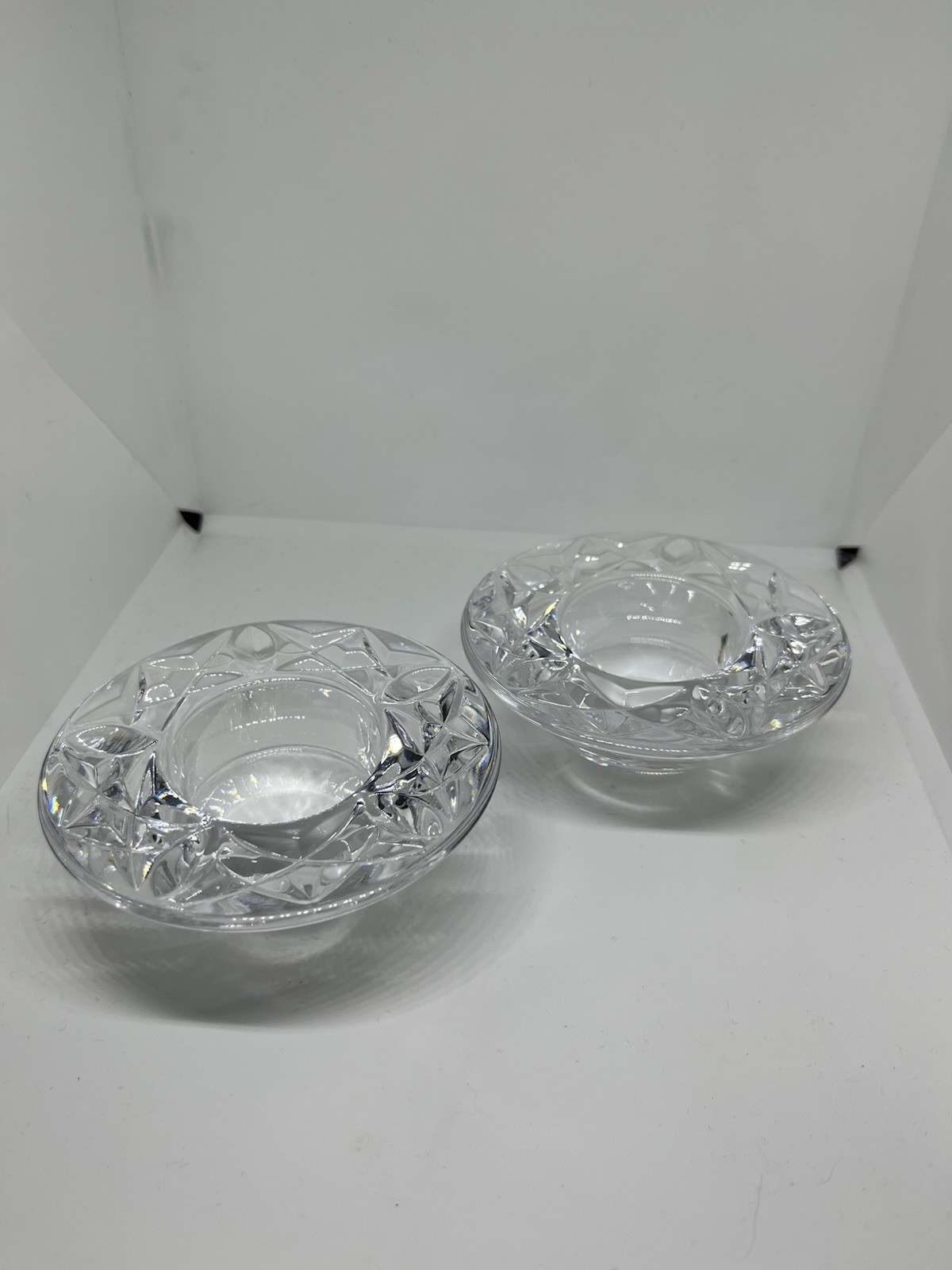 Waterford Huntley Heritage 2-Piece 3.75” Lead Crystal Candle Holder Votives NIB