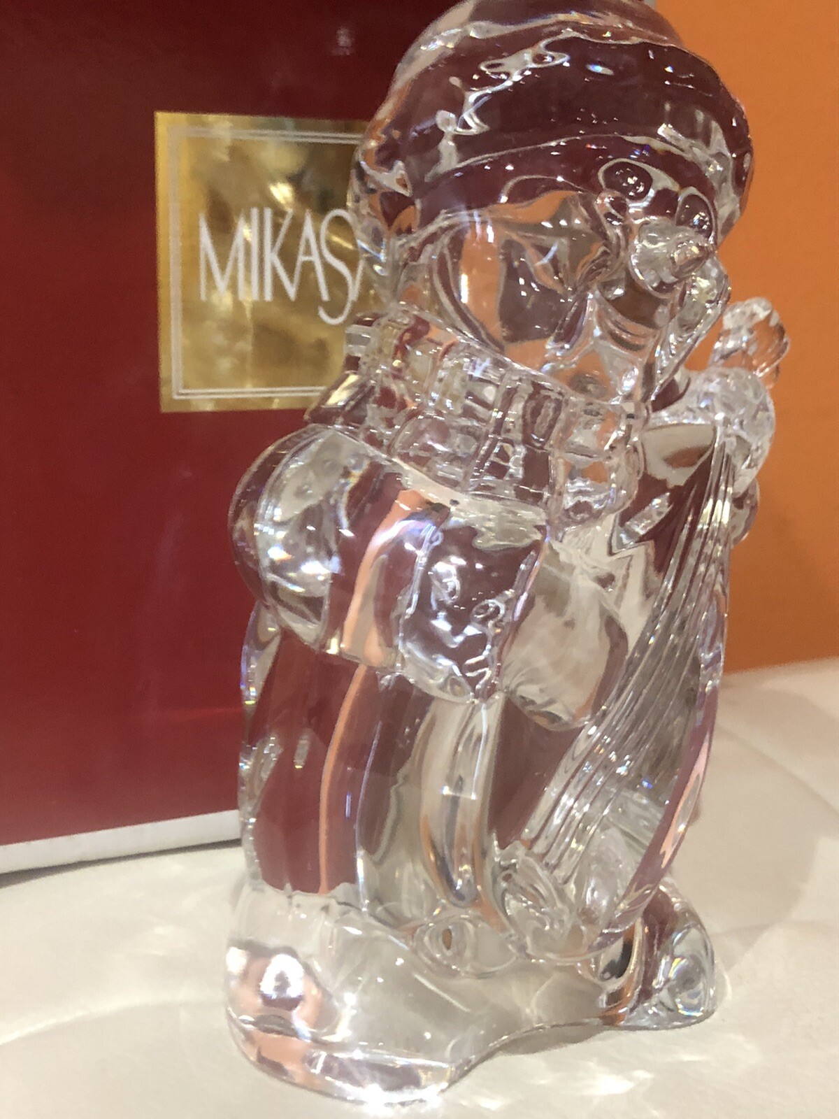 Germany Mikasa’s Frostys Choir Cello SNOWMAN, Heavy Lead Crystal Christmas Decor