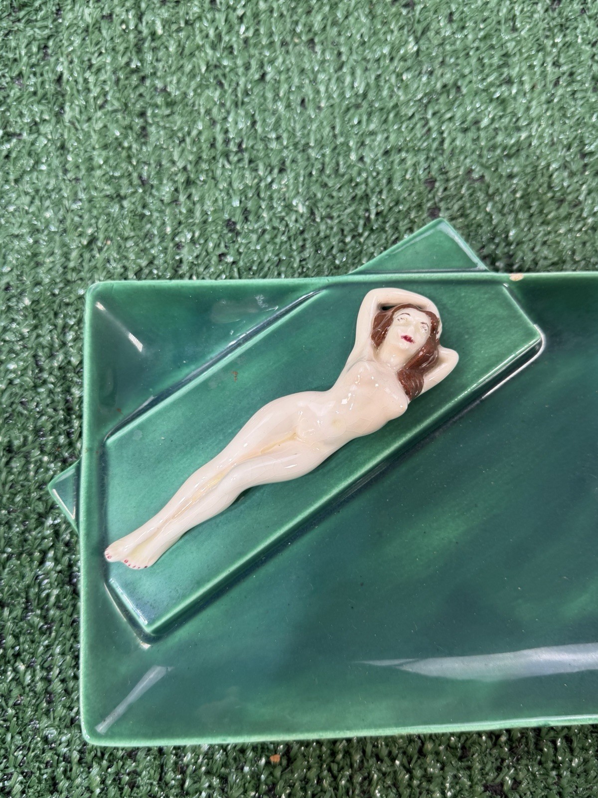 Vintage 60s Atlantic Mold Ceramic Risqué Woman Erotic Ashtray One-of-a-Kind