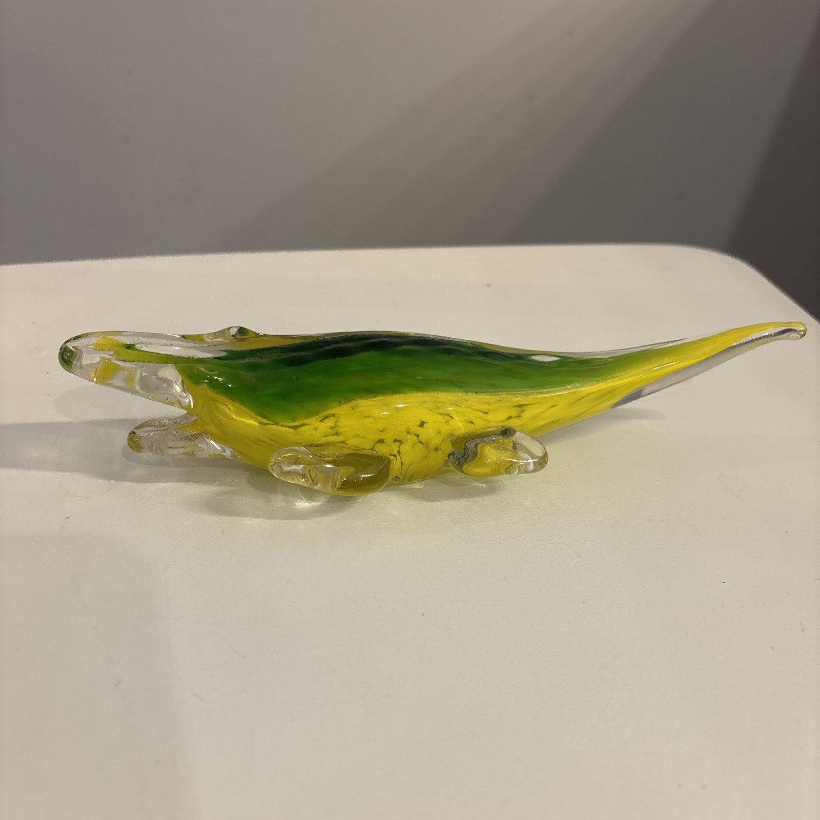 Vintage Alligator Spun Glass Art Hand Blown Glass Figurine Handmade