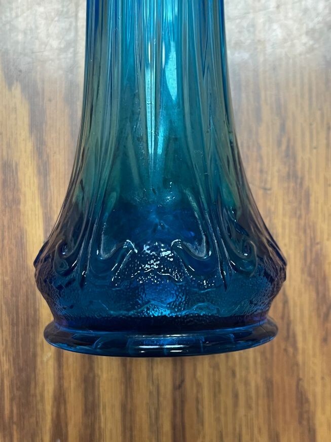 Mid-Century Modern LE Smith Blue Swung Vase 6 Finger 13 1/2″