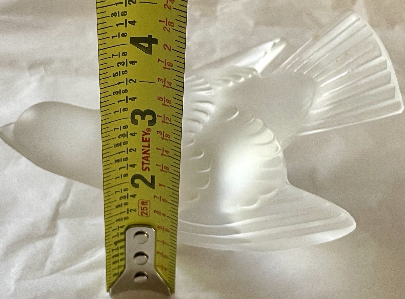 Lalique France Frosted Glass Crystal Angry Sparrow Bird Wings Out VTGRare France