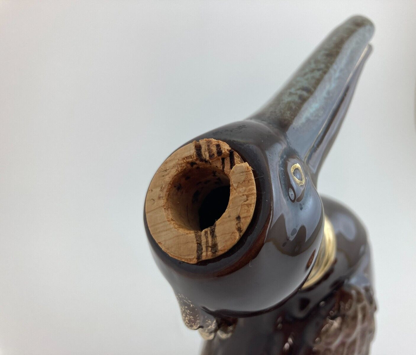 Vintage ArtMark Decanter Red Pottery Pour Bottle Pelican Bird Japan HP Rare
