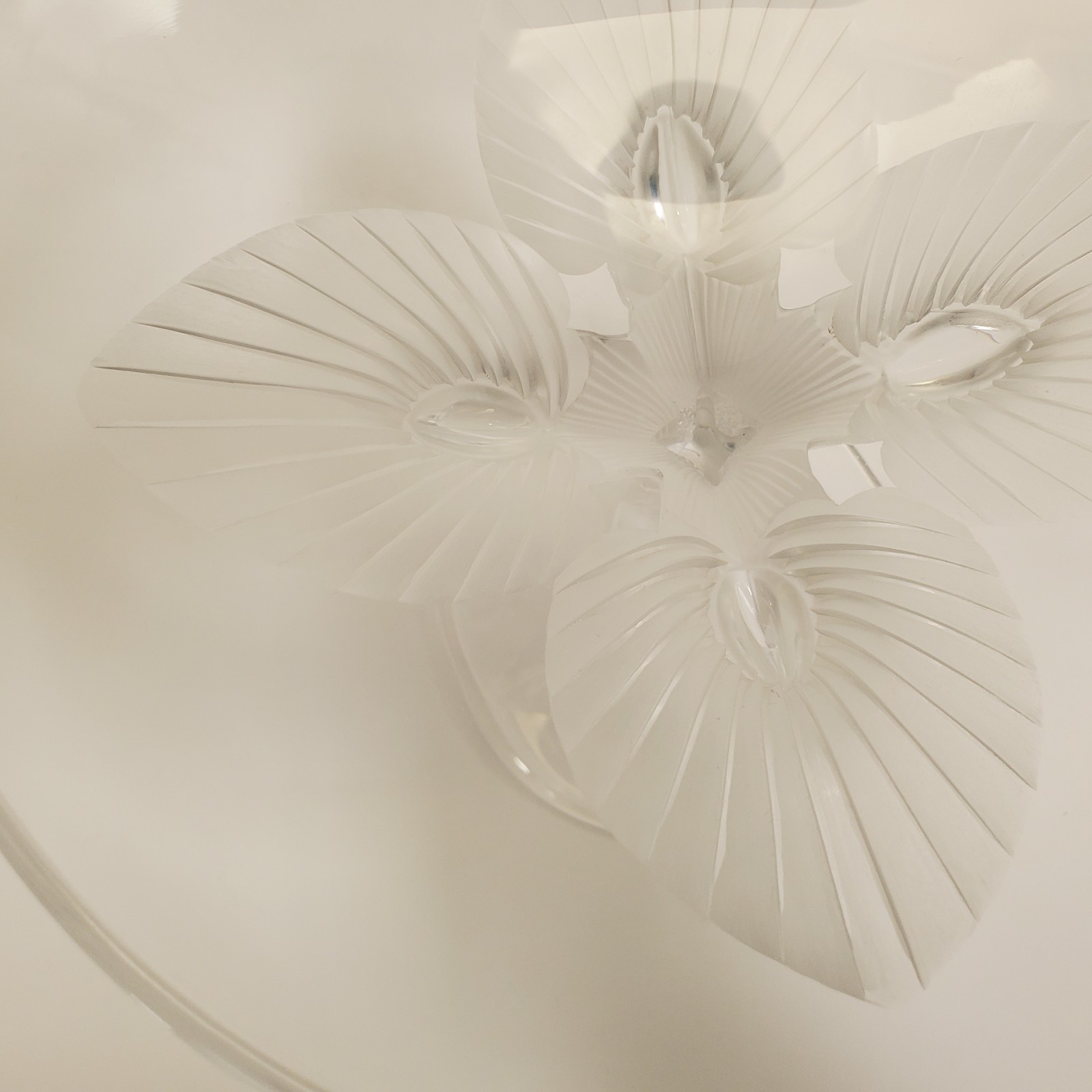 VTG Lalique France Virginia Peacock Crystal Compote Bowl Frosted Pedestal Signed