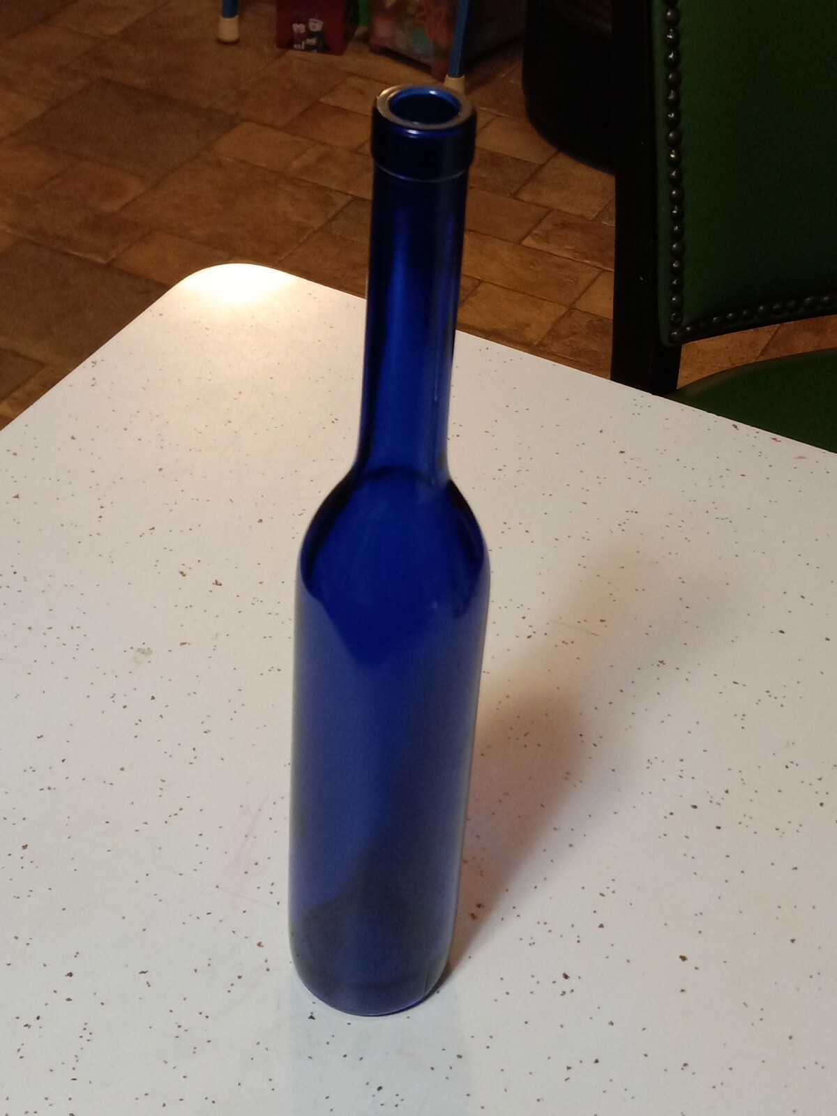 Vintage 12 inch long neck tall Blue Vase bottle