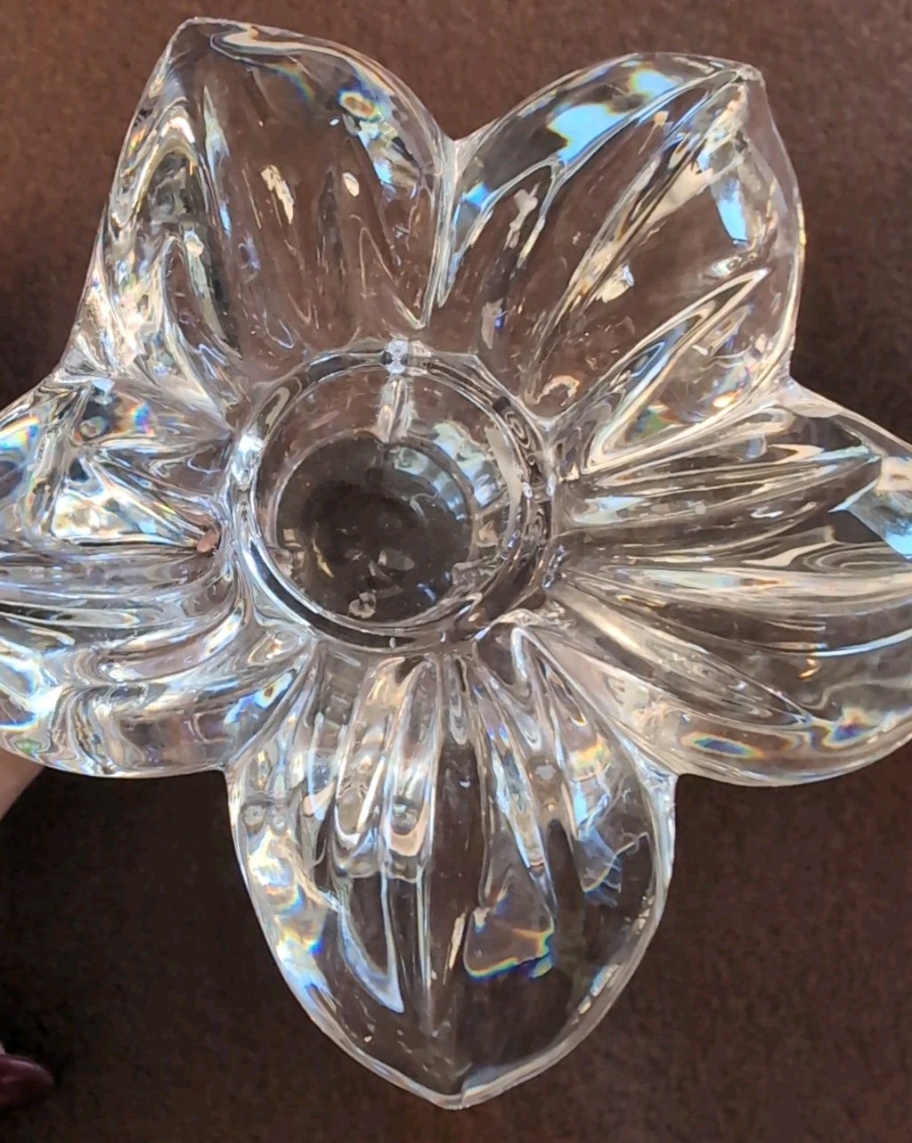 VTG Gorham clear art glass ‘Daffodil’ candle holders Set Of 2
