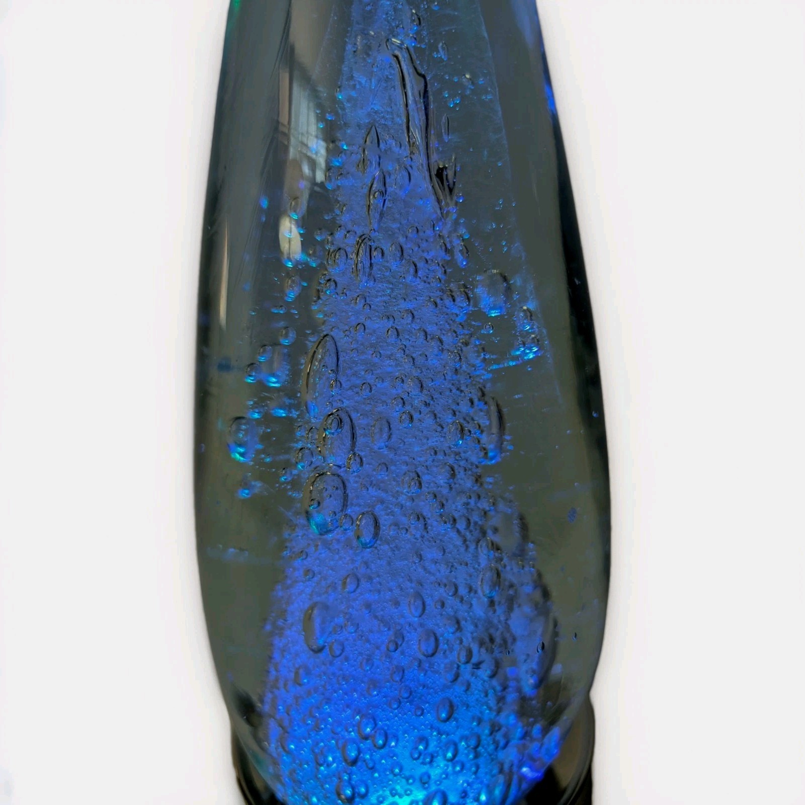 Pyramid Obelisk Art Glass Sculpture 10.5″ Bubble Hand Blown 8lbs Rare Vintage
