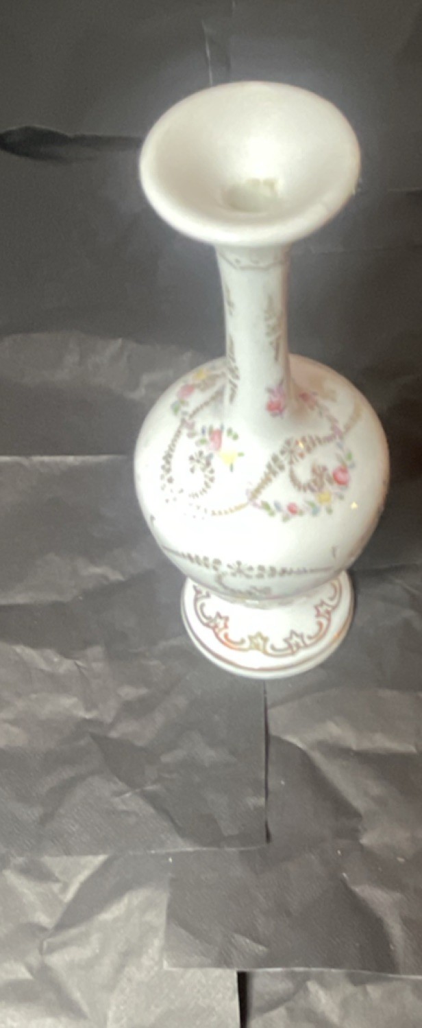 Royal Rudolstadt Porcelain Floral Vase Art Pottery White Pink Gold Decorative