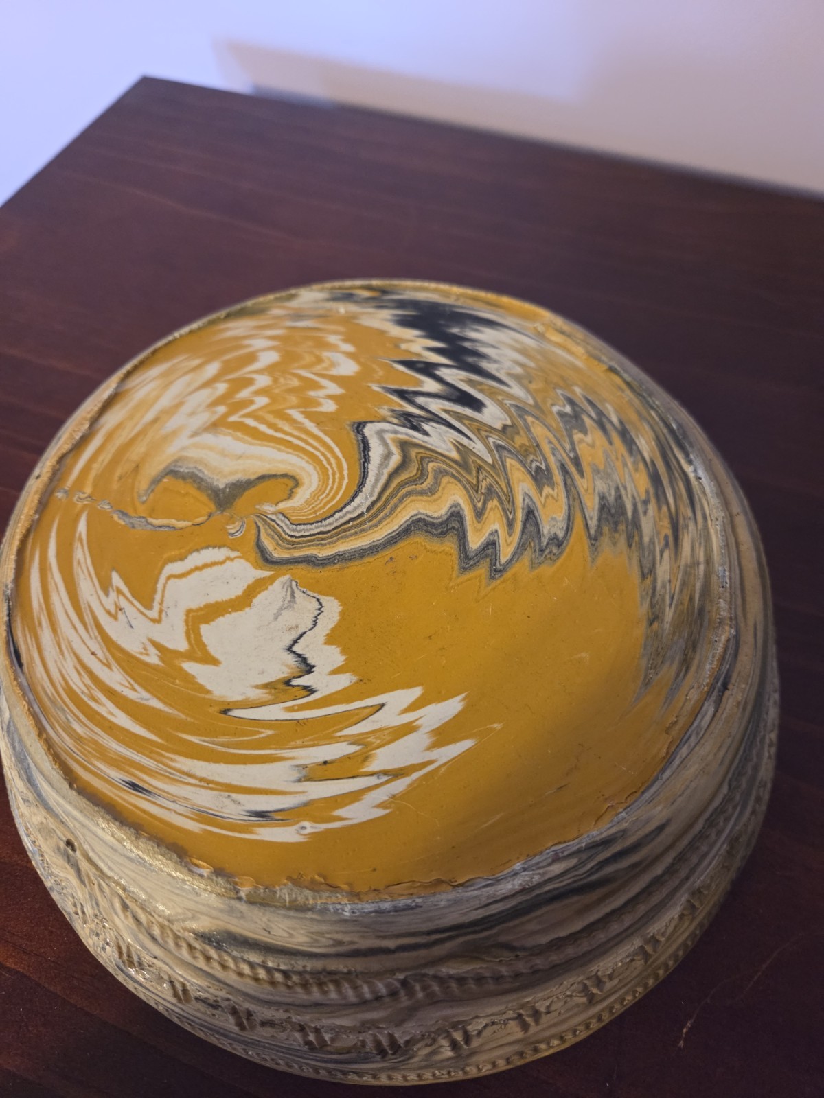 Black And Yellow Feather Glazed Comanche Pottery Planter Name And Patent Number