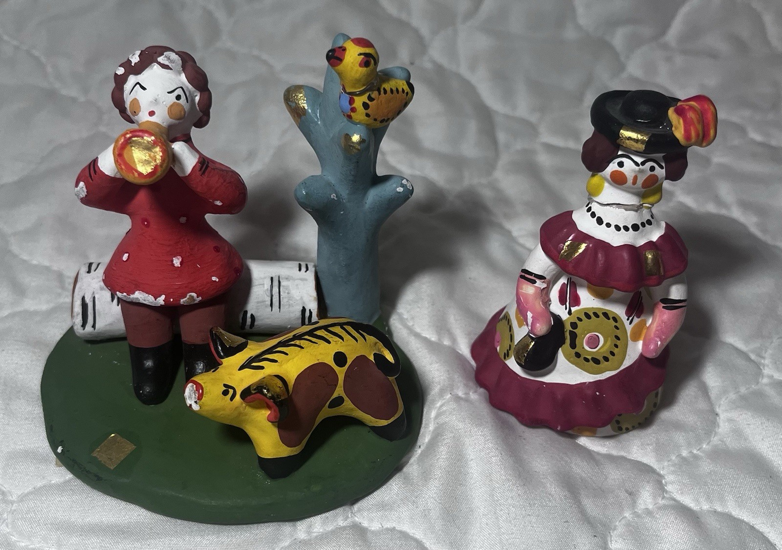 Dymkovo Russian Folk Art Hand Painted Clay Figurine Multicolor