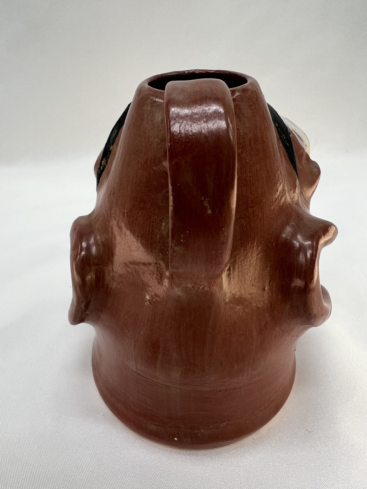 Vintage Face Head Jug Vase Mug Folk Pottery Devil Tongue Lips Teeth Eyes OOAK