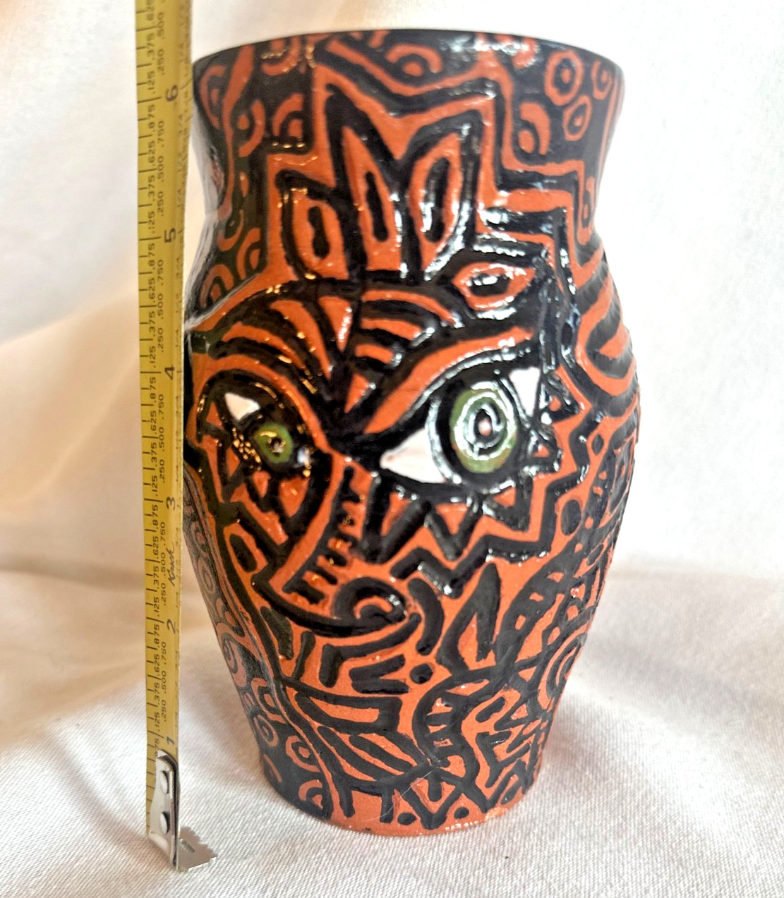 The Green-Eyed Monster – Handmade Ceramic Face Vessel, One of a Kind Art Pottery