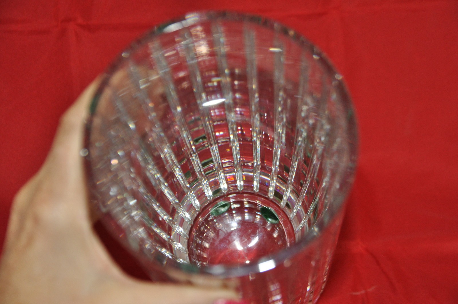 Baccarat, France 12” Signed “Harmonie” Vase, Distinctive Vertical Cut Crystal