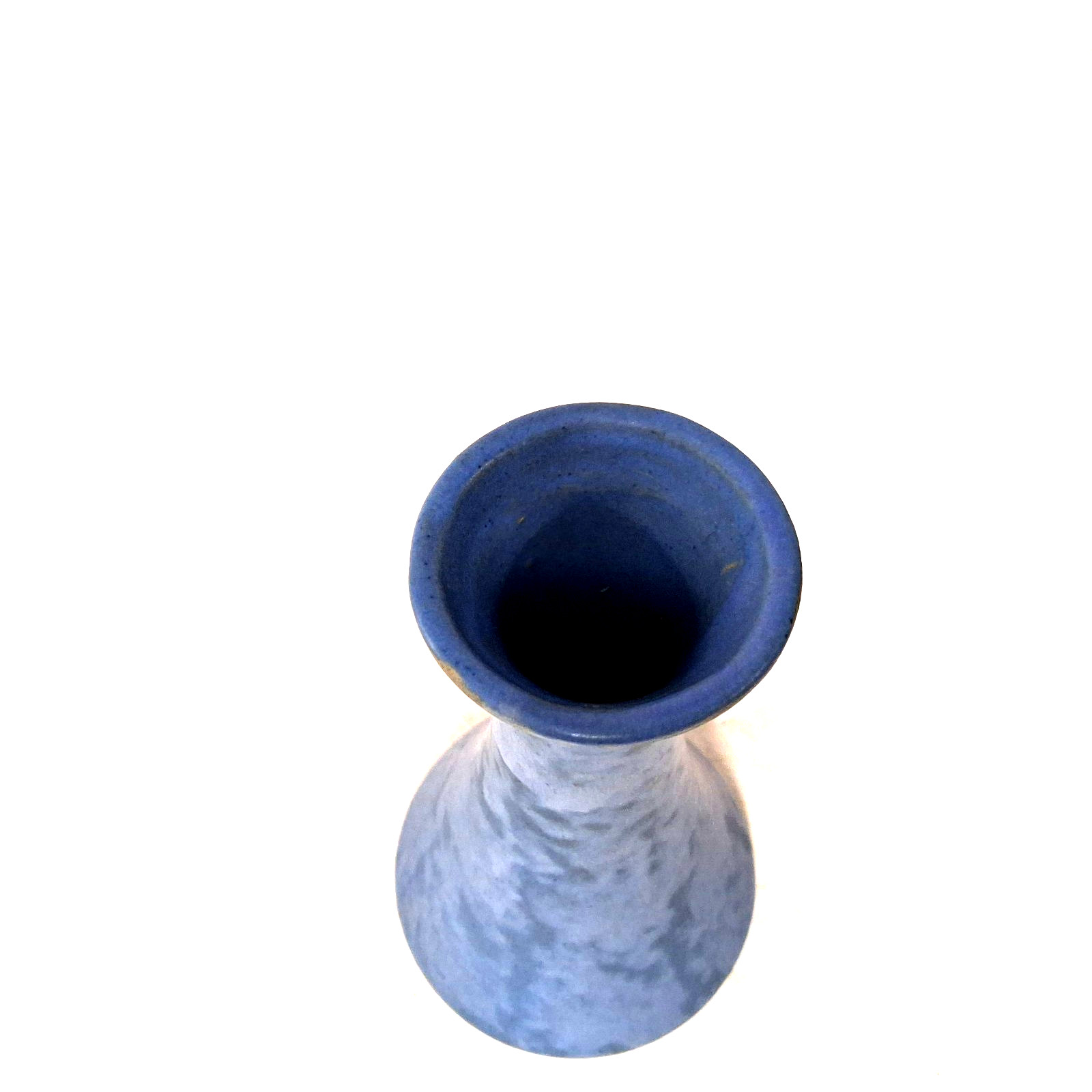 McCoy Vellum Vase Blue Mottled Glaze Hourglass Pottery Vintage USA