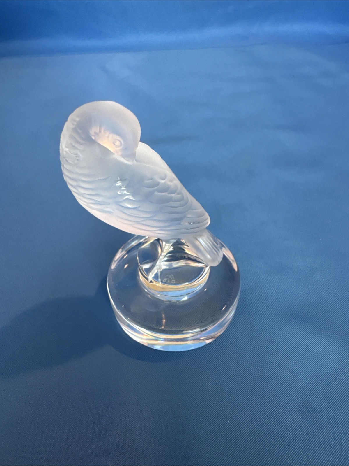 Vintage Lalique Frosted Crystal Turtle Dove Signed