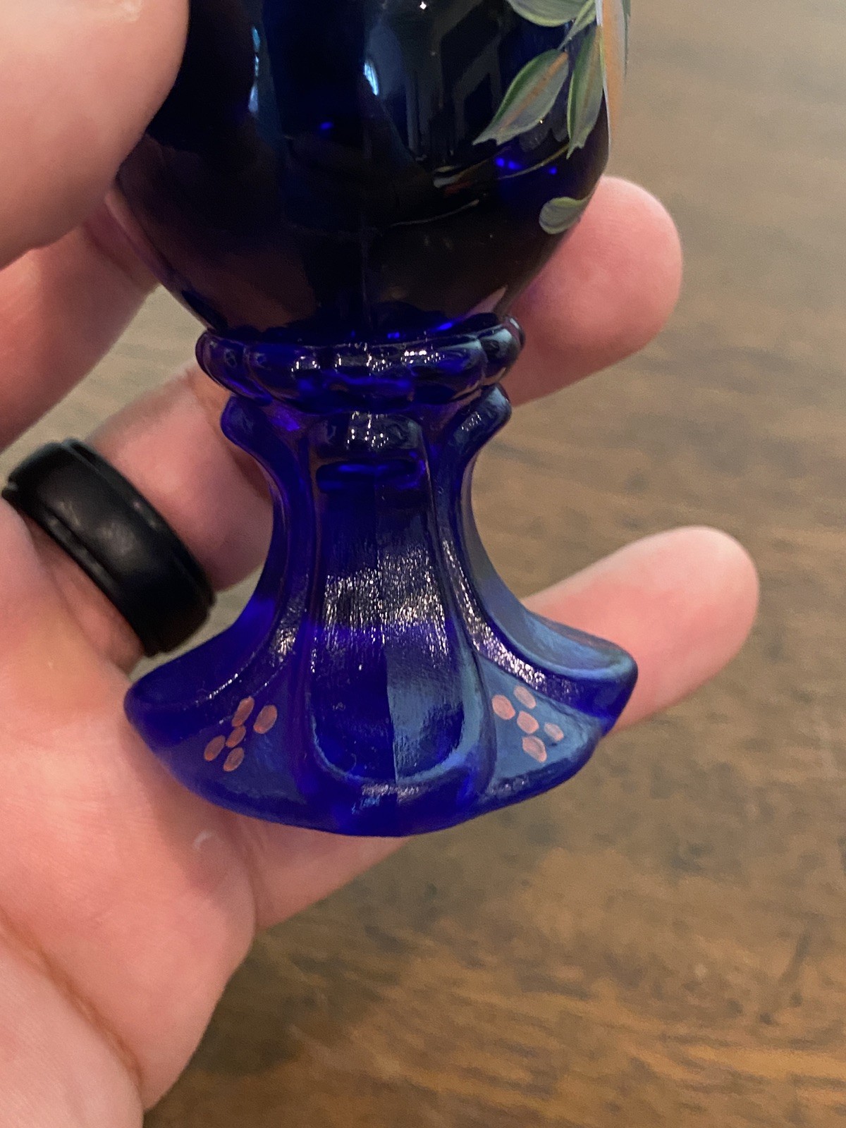 VTG FENTON Cobalt Blue PAINTED BIRD & FLORAL LTD ED #257/3000 Glass Egg 3.75″H