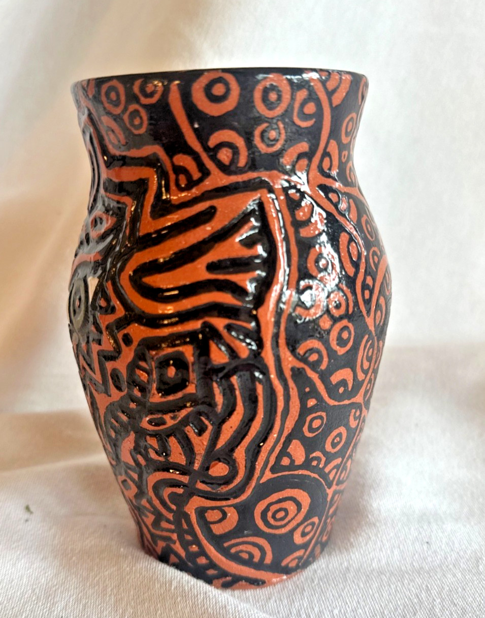 The Green-Eyed Monster – Handmade Ceramic Face Vessel, One of a Kind Art Pottery