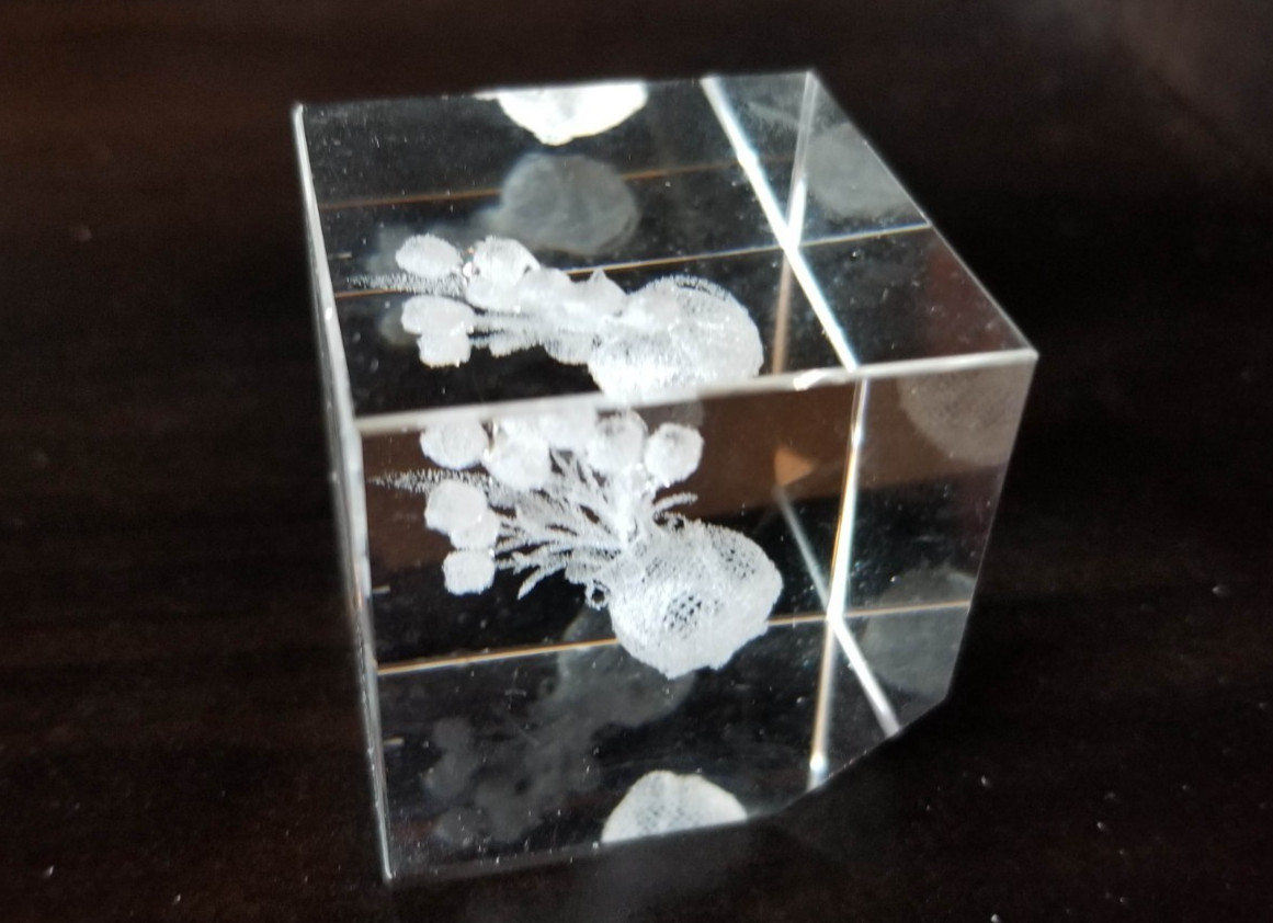 Crystal Impressions Laser Art Glass Paperweight Bouquet of Roses 1.5 inches