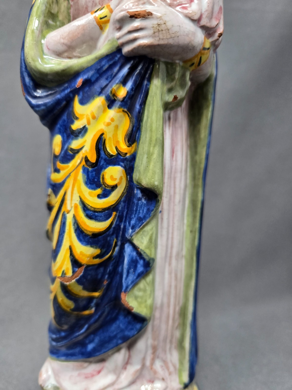 Faience Continental Madonna and Child Figurine Redware