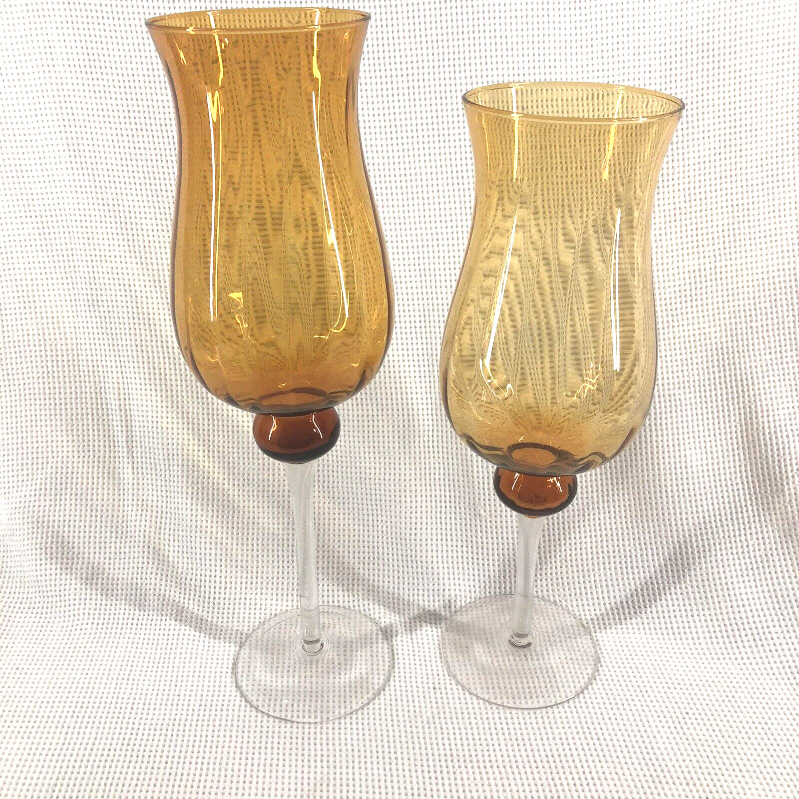 Vintage Amber Glass Candle Holders (2)