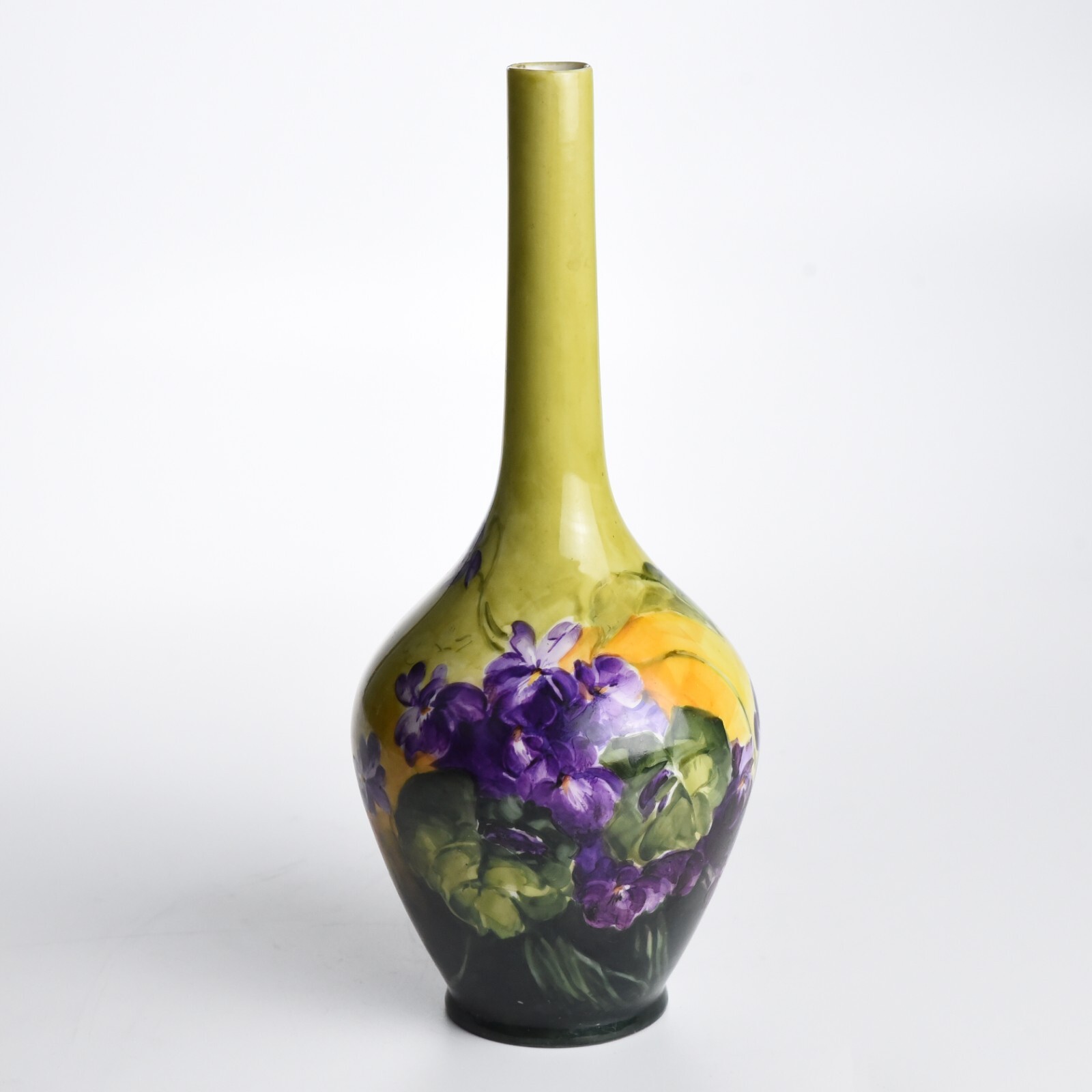 Early American Belleek CAC Ceramic Art Company Porcelain Vase with Flowers