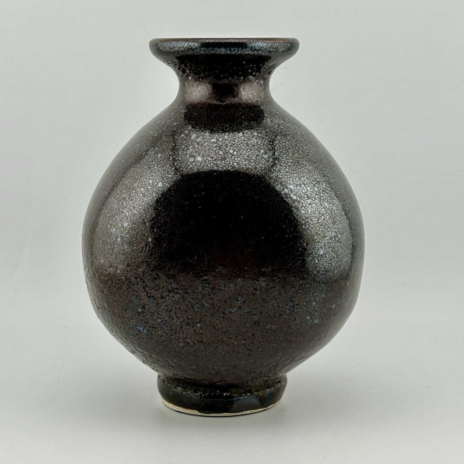 Wayne Ngan Stoneware Vase Yuteki Tenmoku Oil Spot Hornby BC Signed 70s VTG