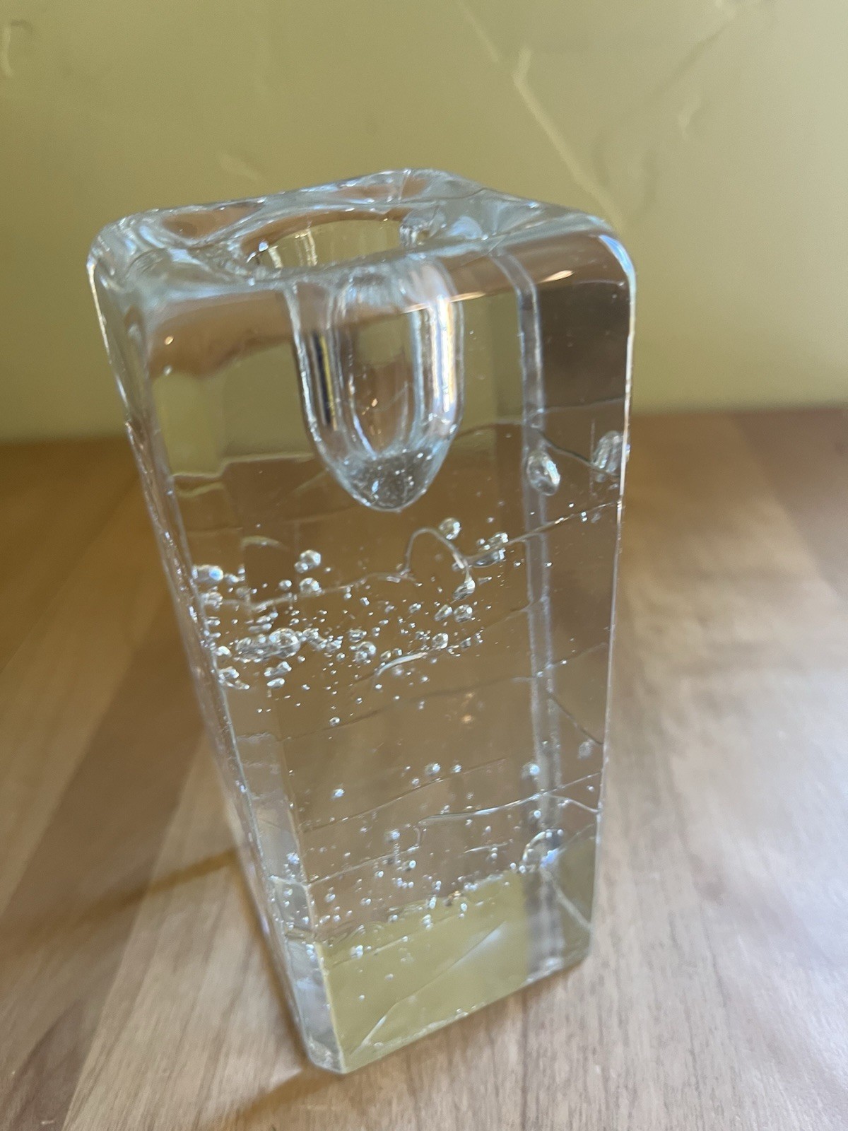 Iittala Finland Arkipelago Ice Block Bubble Rectangle Glass Candle Holder 5.5″