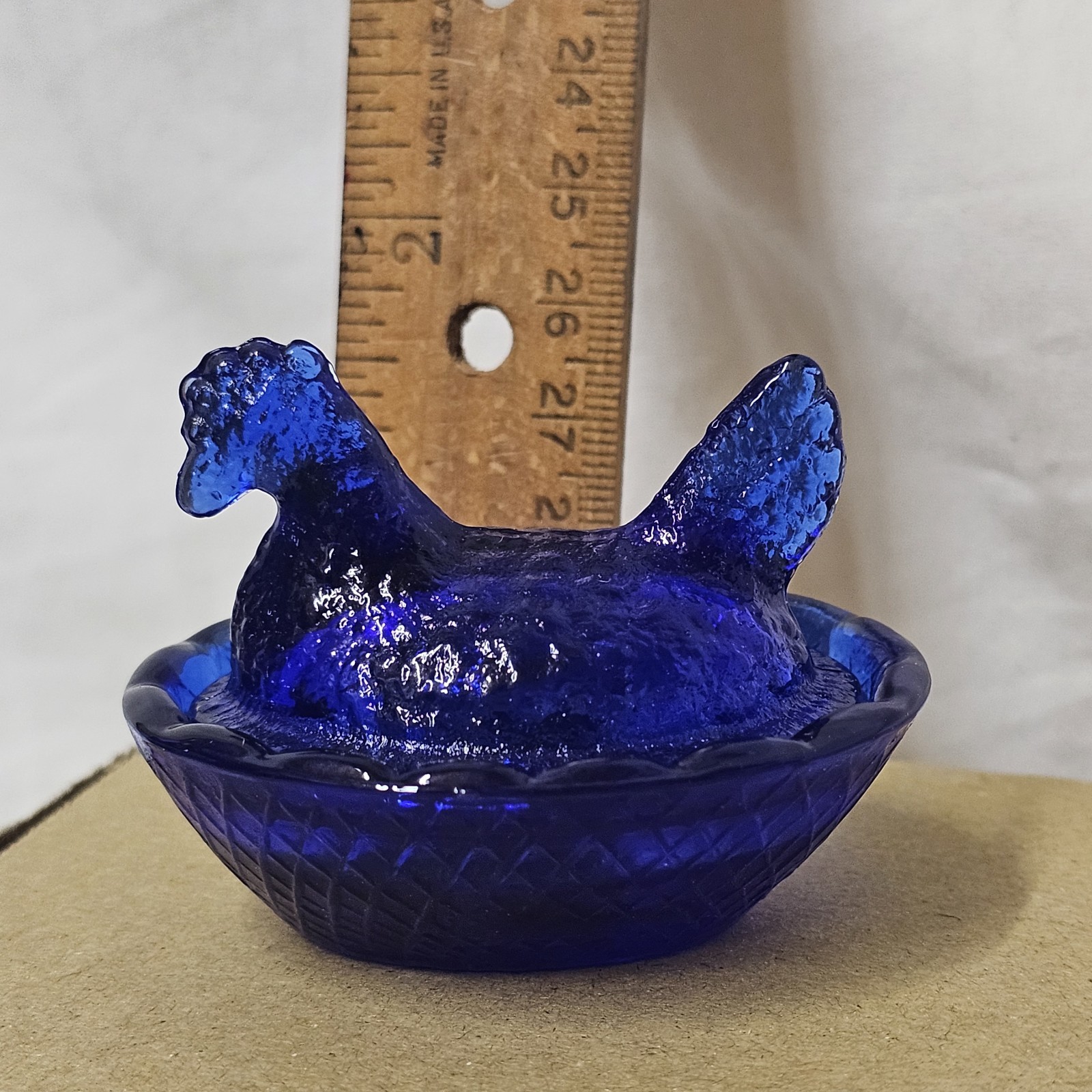 Get a DOZEN for one Price. NEW 2 1/2″ Mini HEN on NEST, COBALT BLUE