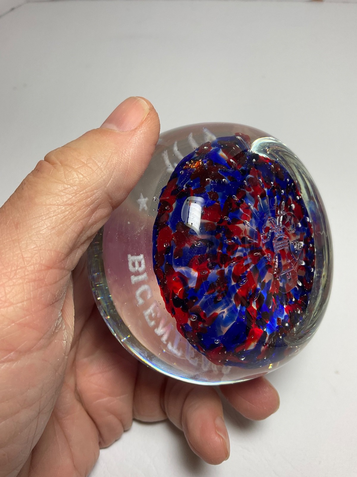Gentile Glass Co Bicentennial 1776-1976 Liberty Bell – Colorful 3” Paperweight